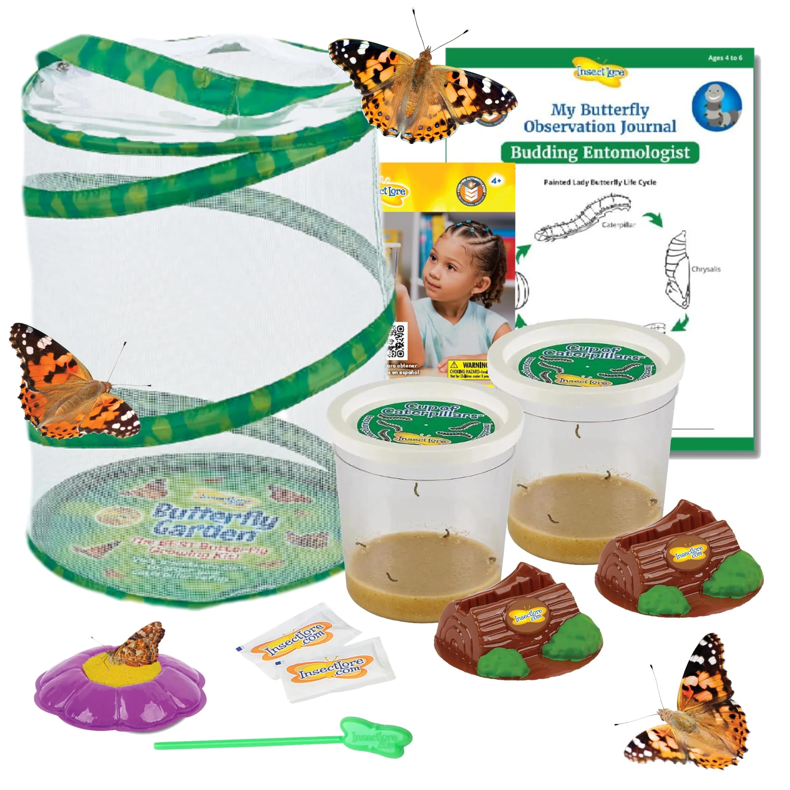 Insect Lore Butterfly Garden with 10 Live Baby Caterpillars & STEM Journal | Raise and Release Painted Lady Butterflies - main product image
