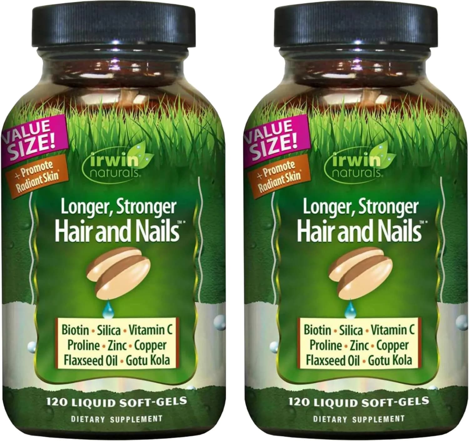 Irwin Naturals Longer, Stronger Hair & Nails Formula 120 Liquid Soft-Gels | Supports Hair & Nail Wellness - main product image