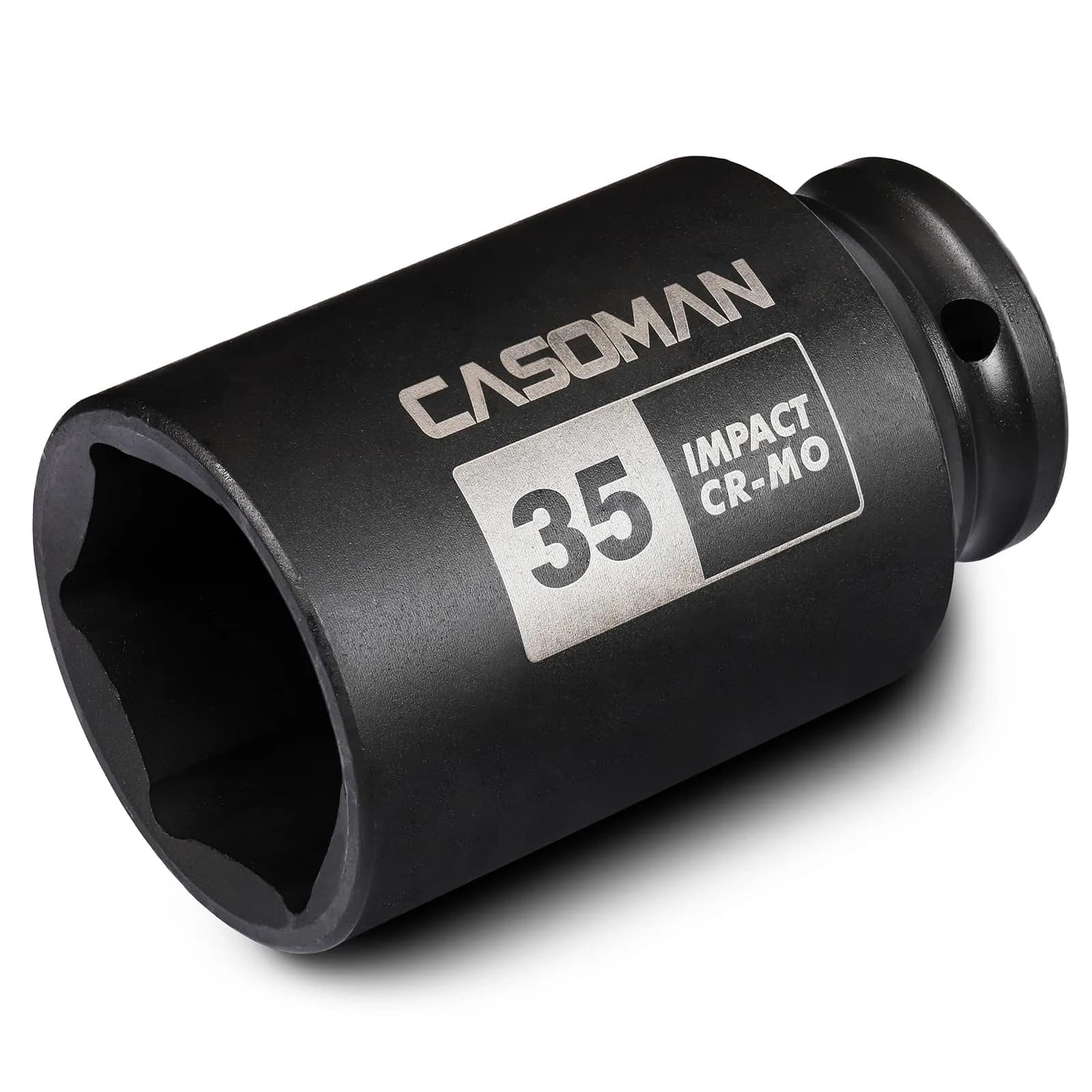 CASOMAN 1/2" Drive x 35 mm Deep 6 PT Impact Socket | CR-MO, 1/2-inch Drive 6 Point Axle Nut Socket for Easy Removal of Axle Shaft Nuts (35MM) - main product image