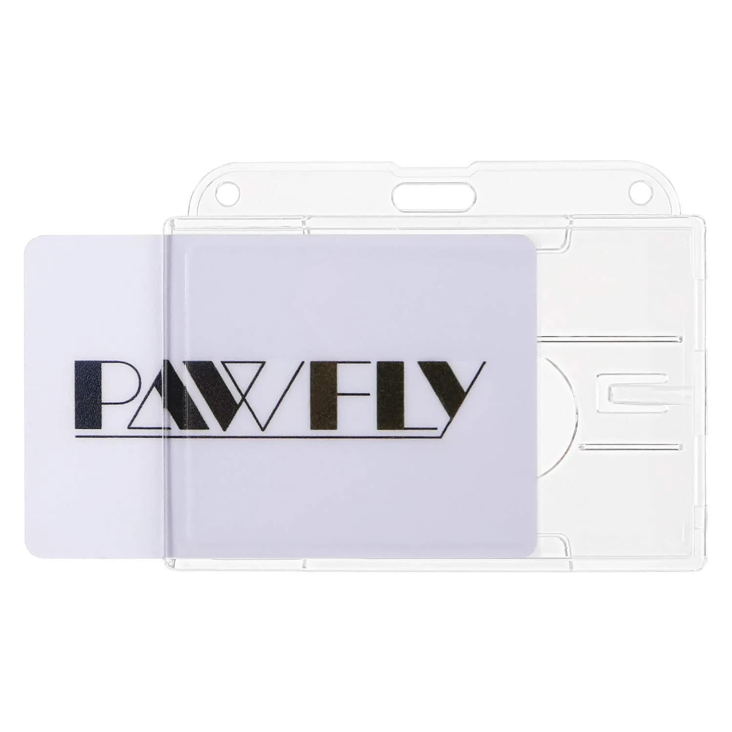 Pawfly Horizontal 2-Card Badge Holder 5 Pack | Clear Polycarbonate, Thumb Slot, Heavy Duty - main product image