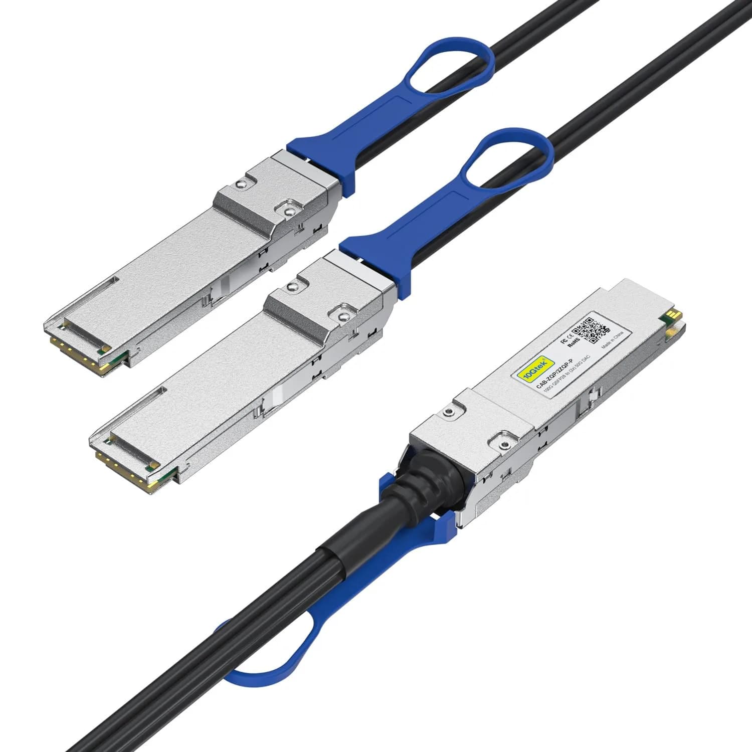 10Gtek 100GbE to 2x50GbE QSFP28 Copper Splitter Cable, 2m | High-Speed Data Center Connectivity