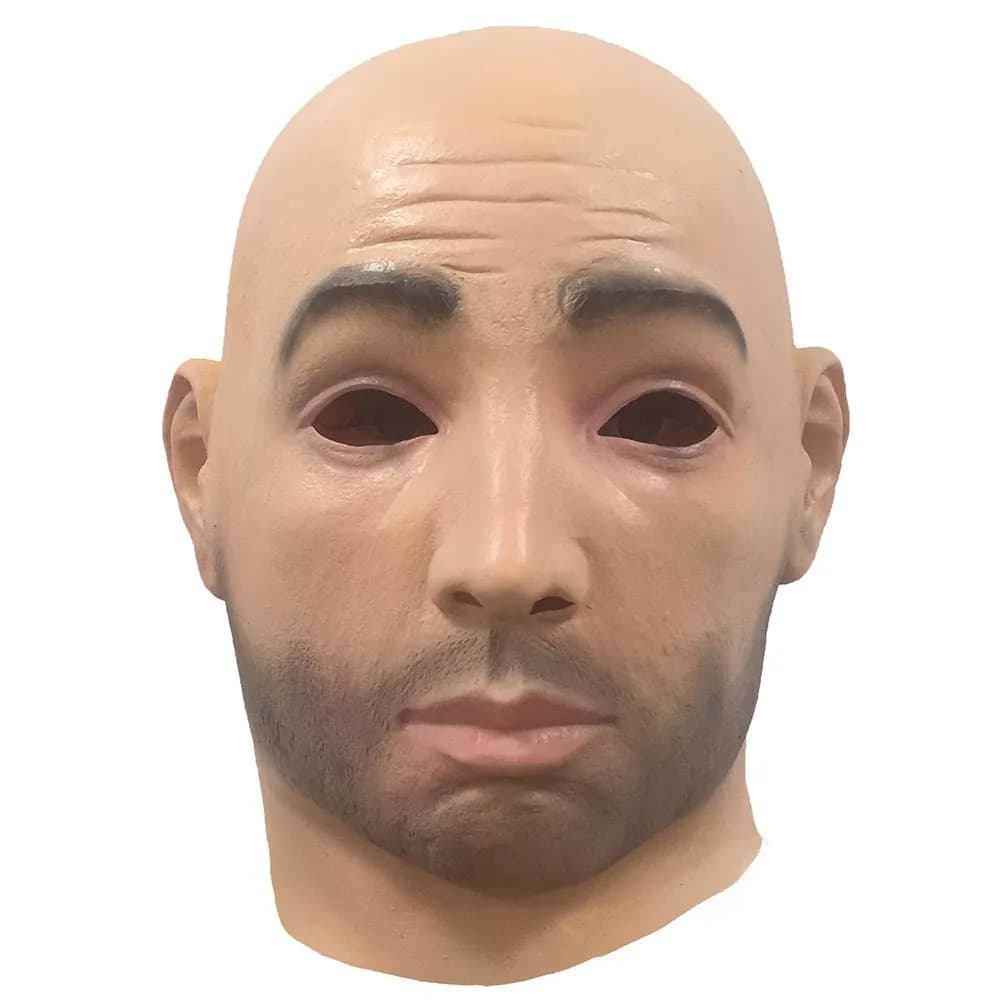 zhongcai Realistic Human Latex Mask Head (Male A) Yellow | Halloween Masquerade Costume - main product image
