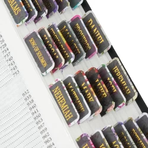 Mr. Pen Laminated Bible Tabs, 75 pcs, Gold Foil Lettering, Large Print, Floral Design | Bible Study & Organization - main product image