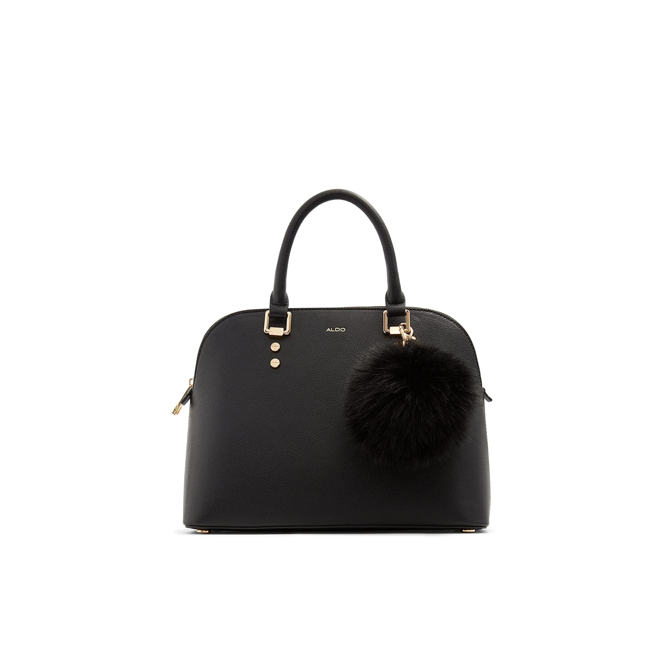 ALDO Women's Galilini Dome Bag, Black | Structured Faux Leather Handbag with Zipper Closure - main product image
