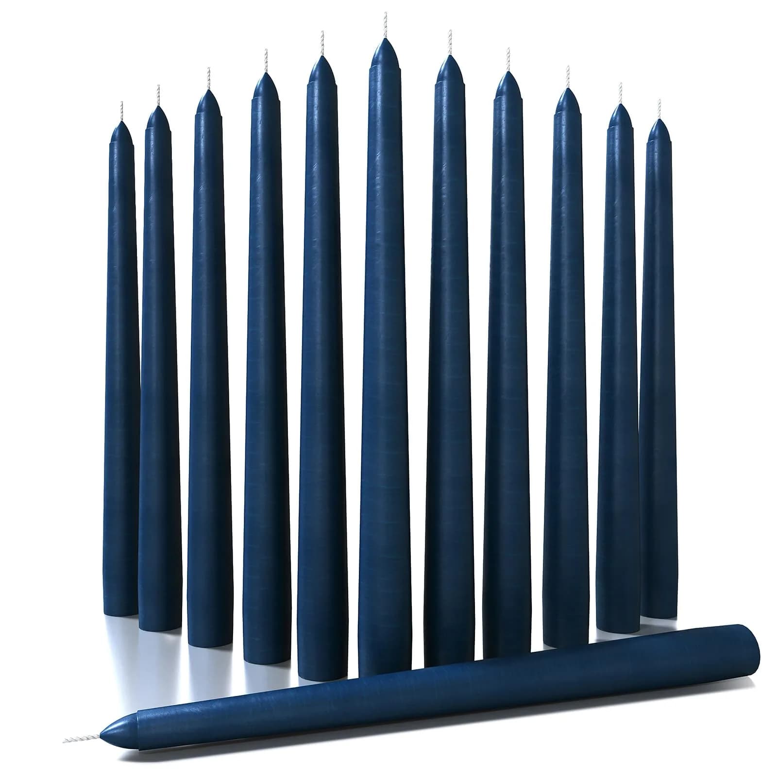 CANDWAX 10 inch Tapered Candles Set of 12 Unscented Dripless Dark Blue | Elegant Dinner & Decor - main product image