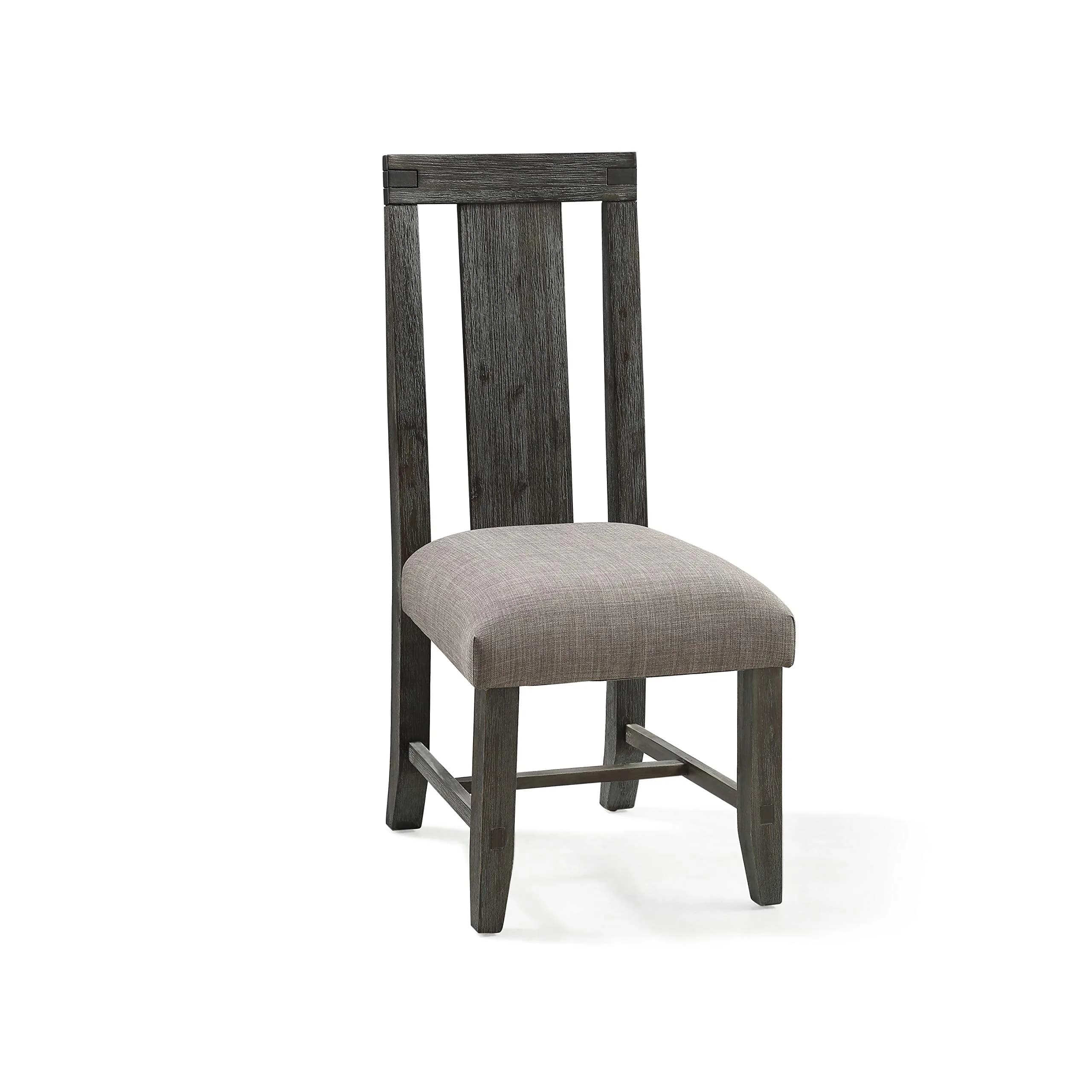 Modus Furniture Solid-Wood Padded Dining Chair, Meadow - Graphite, Set of 2 | Rustic Acacia Finish, No Assembly