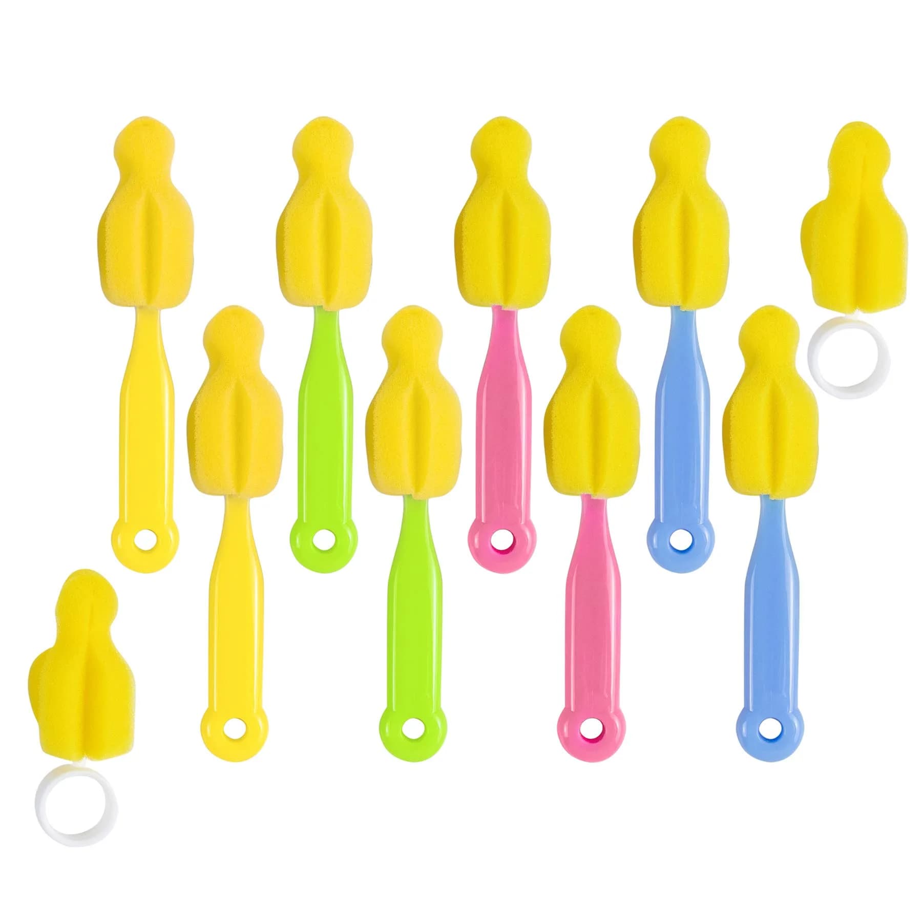 AUEAR Milk Bottle Nipple Brushes Pacifier Sponge Cleaning Set (10 Pcs) | BPA-Free Sponge & Plastic - main product image