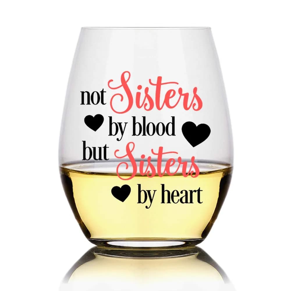 Perfectinsoy Sister Stemless Wine Glass - Heartfelt Gift for Women, 15 Oz | Funny Birthday Idea - main product image