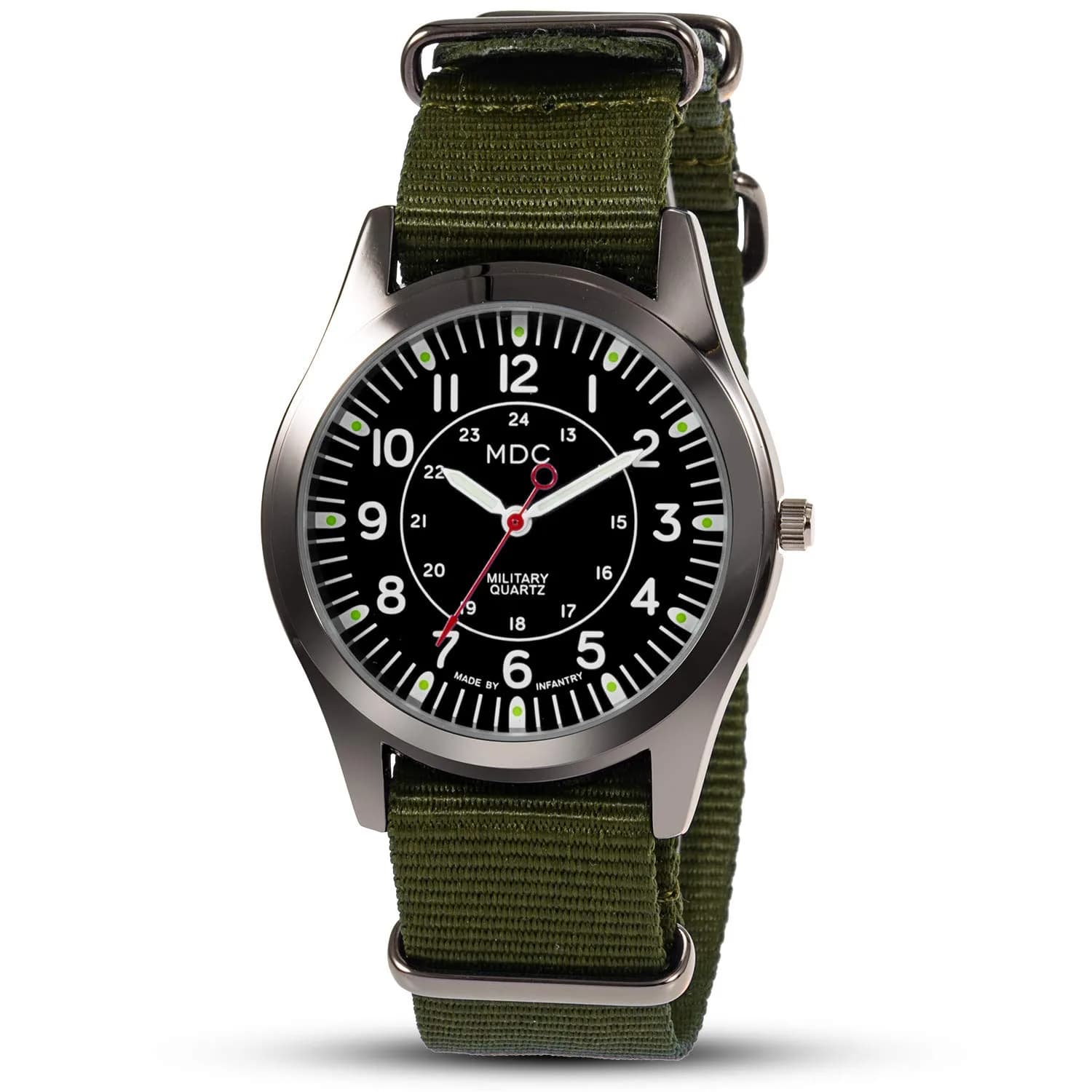 Infantry MDC Military Field Watch 40mm (1.57 inches) | Japanese Quartz, Black Dial, Green Nylon Strap - main product image