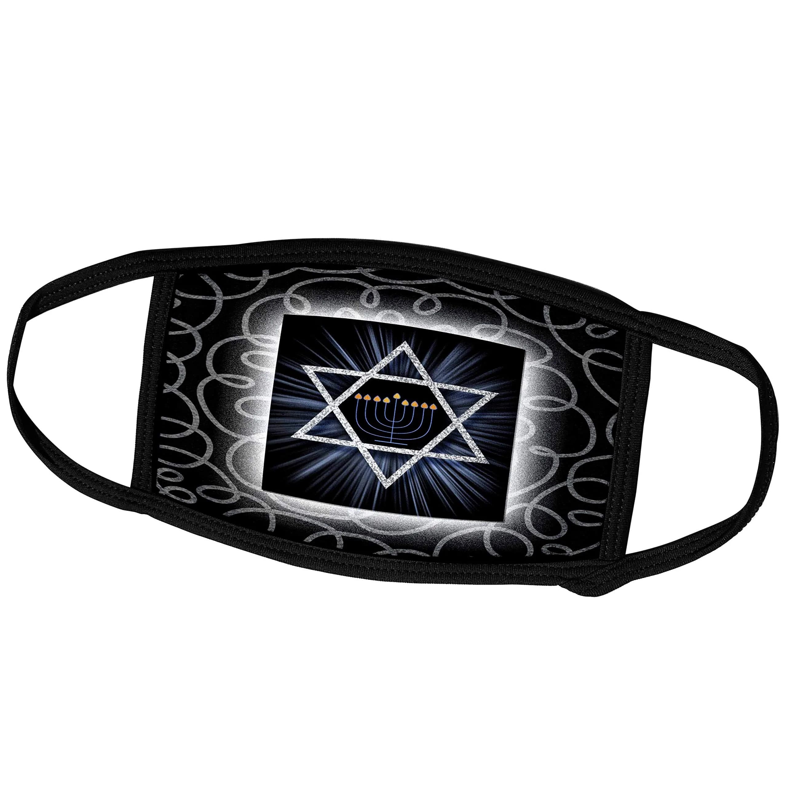 3dRose Face Mask Brightly Themed Star of David Hanukkah 7.25x4.7-inch | Custom Printed, Reusable - main product image
