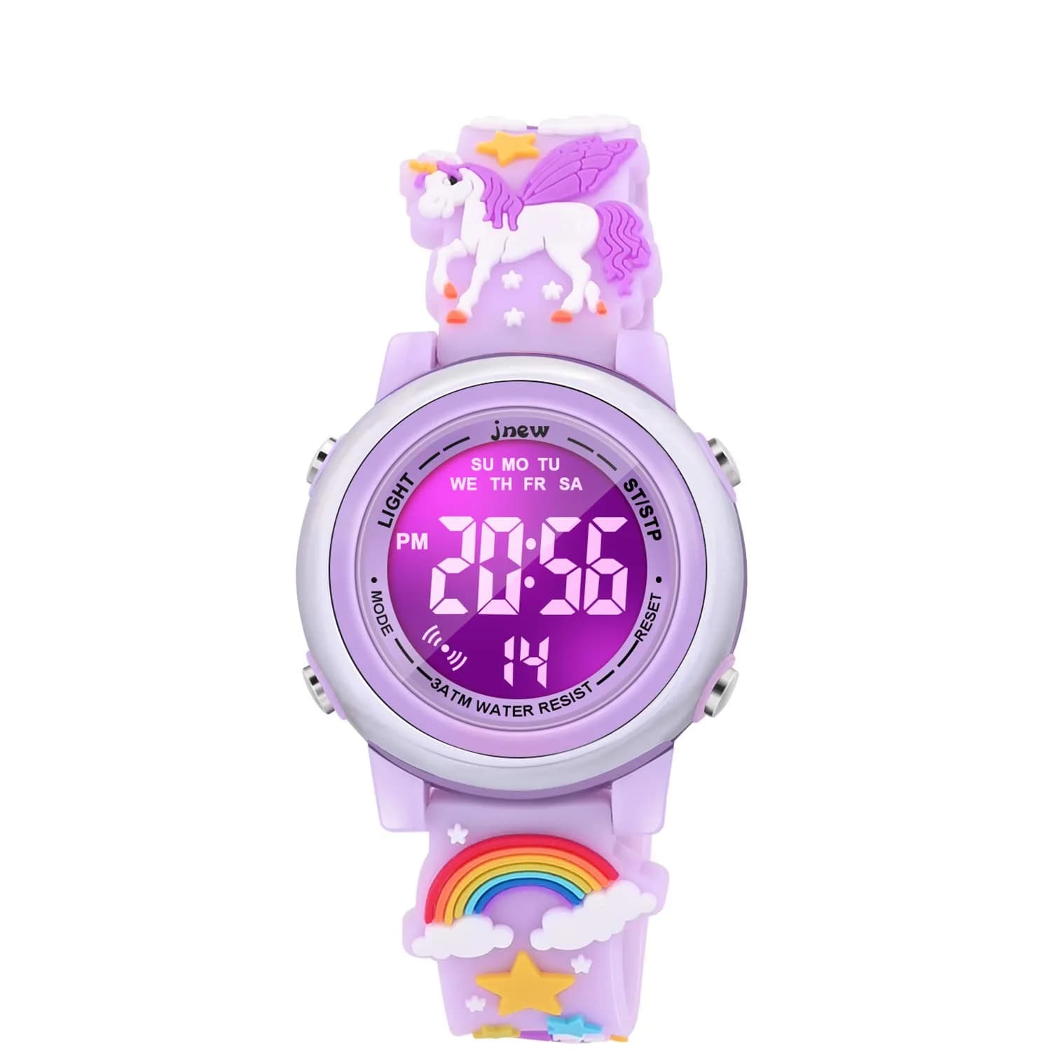 VAPCUFF Unicorn Purple Kids Watch for Girls Age 3-12 | Digital Time Teacher with LED Light & 30M Water Resistance - main product image