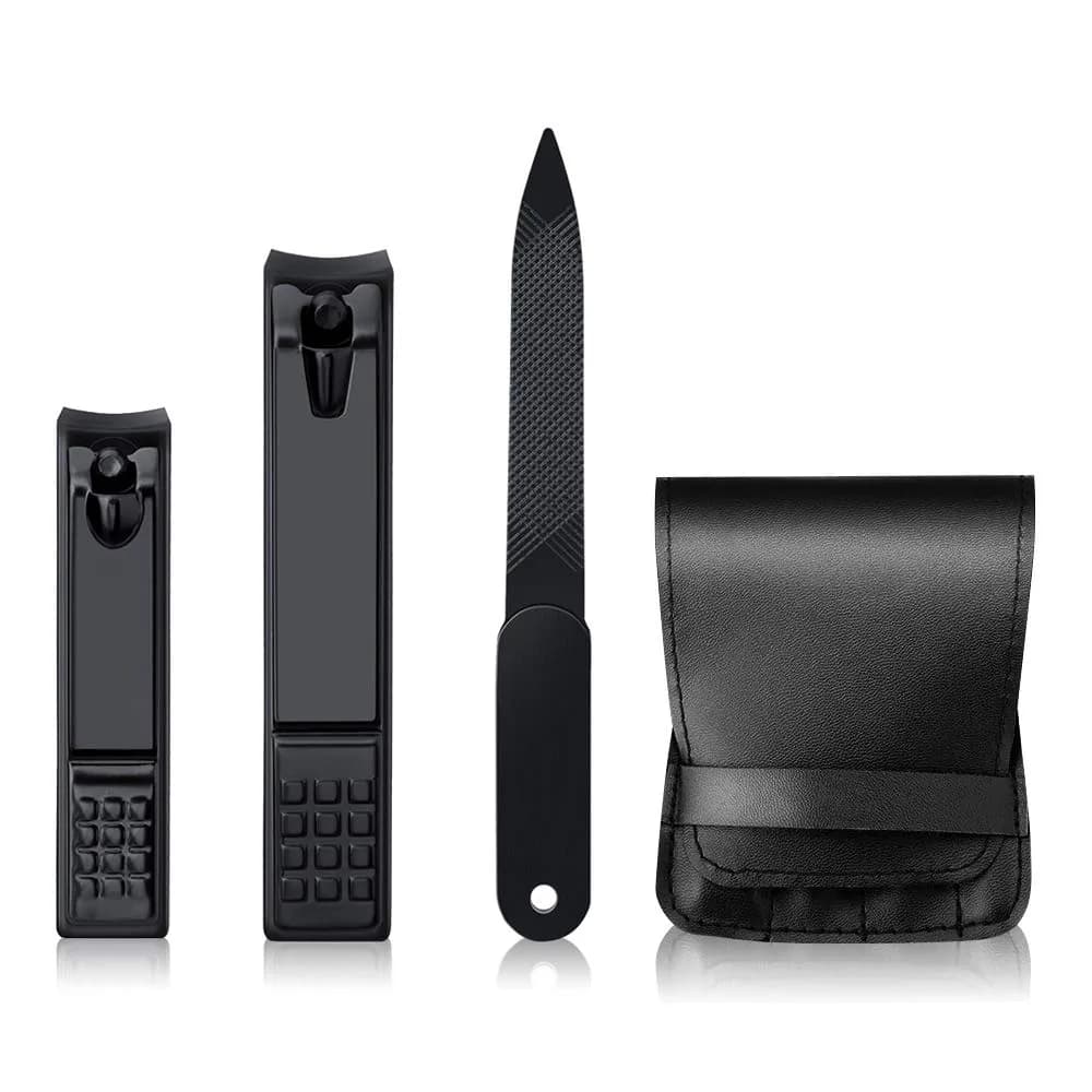 Adulahi Nail Clippers Set 3PCS | Stainless Steel, Curved Blades, Leather Case - main product image