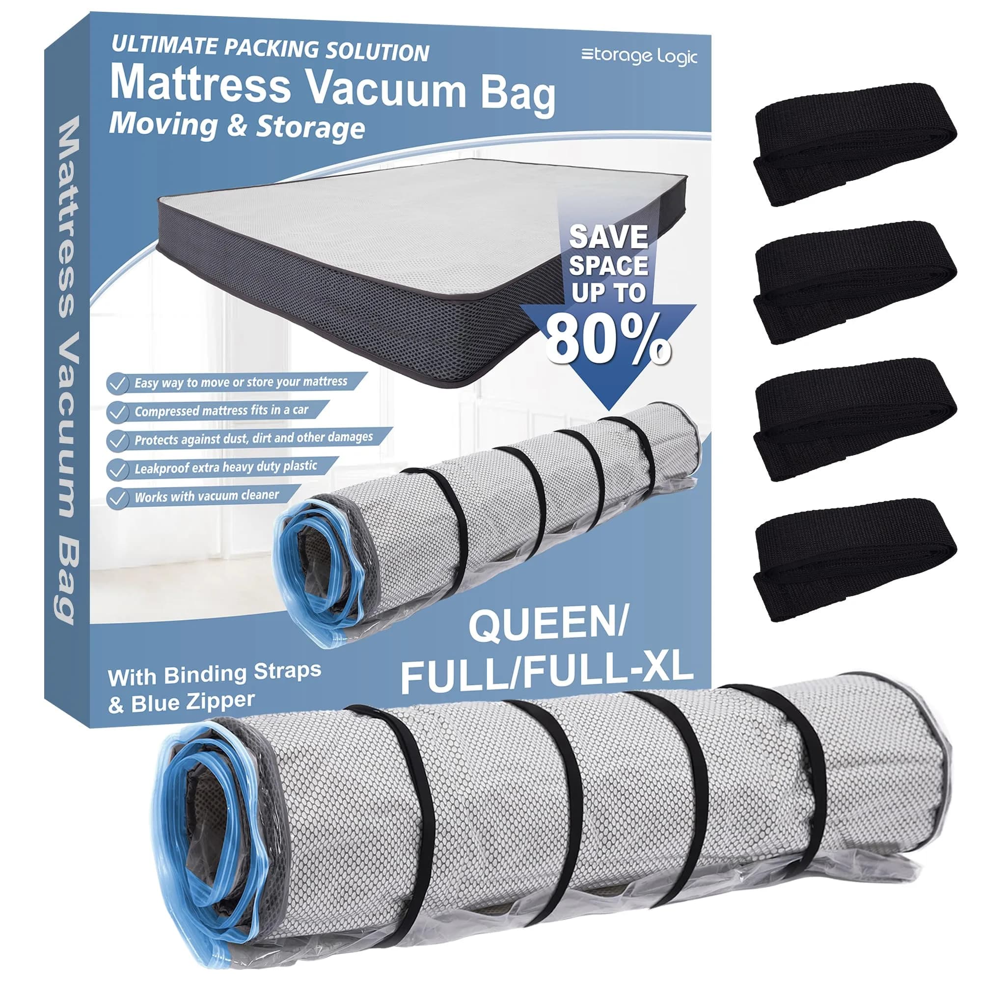 Storage Logic Mattress Vacuum Bag for Twin/Twin-XL Foam Mattresses | Compresses for Easy Moving & Storage