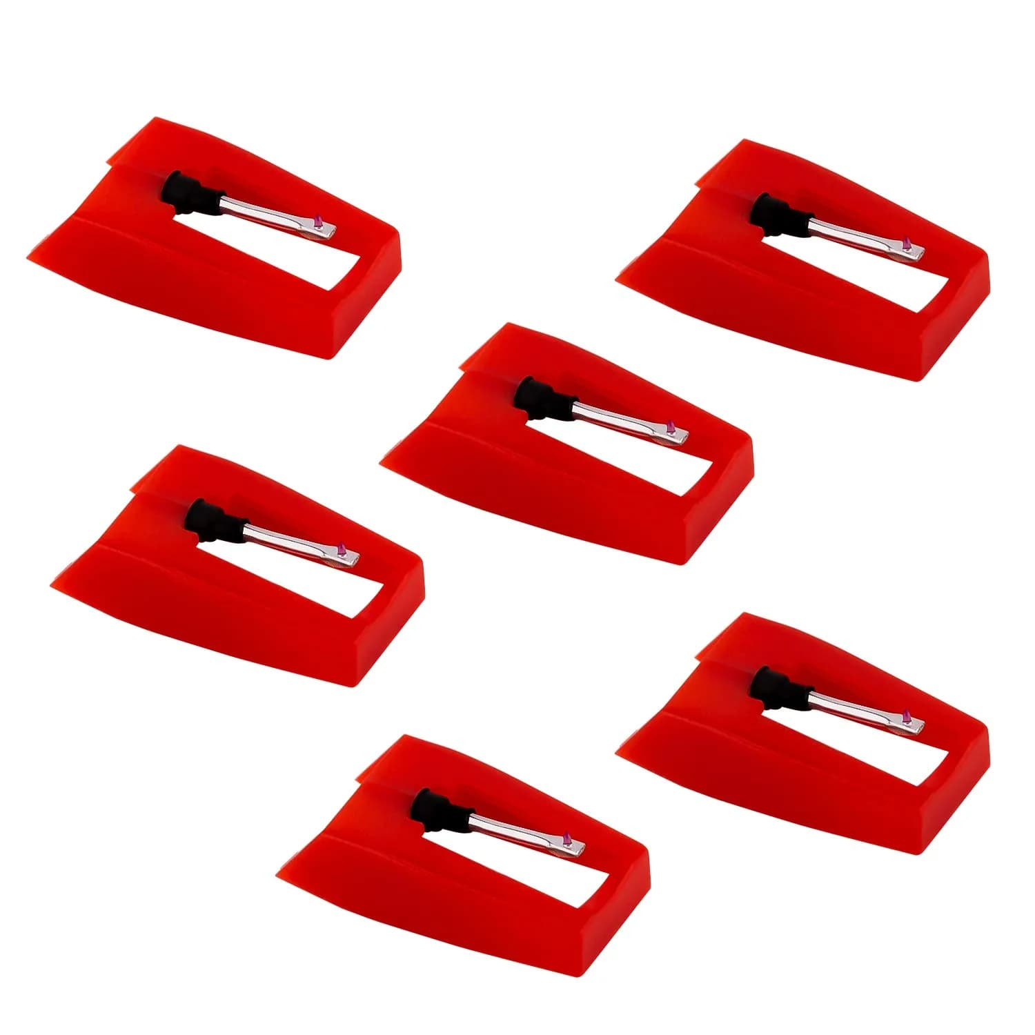 LUTER Record Player Needles Set of 6 | Vinyl Turntable Stylus Replacement Accessories (Red) - main product image