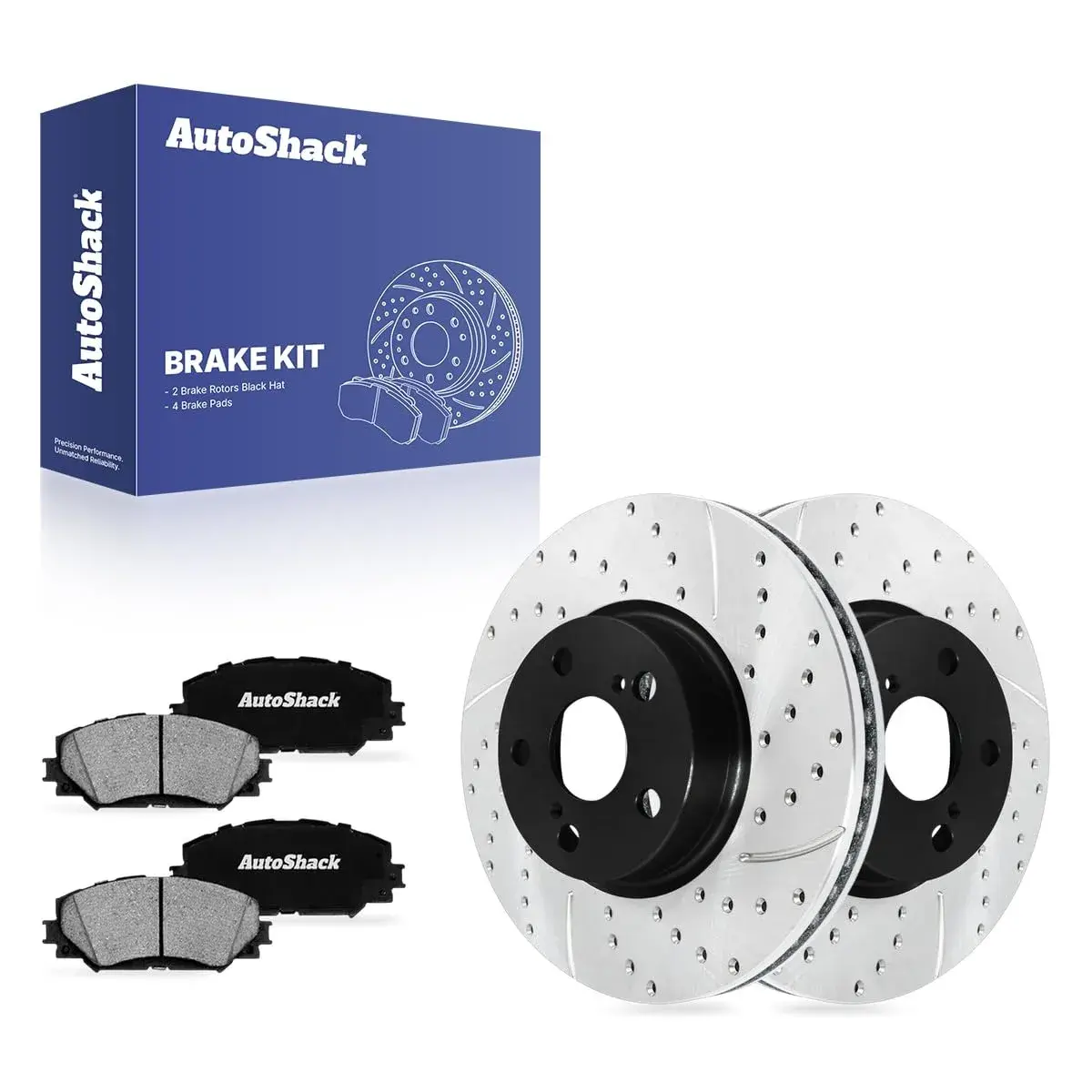 AutoShack Front Vented E-Coated Rotors 10.83" (275 mm) & Ceramic Pads | Reliable Brake Kit for Toyota & Pontiac