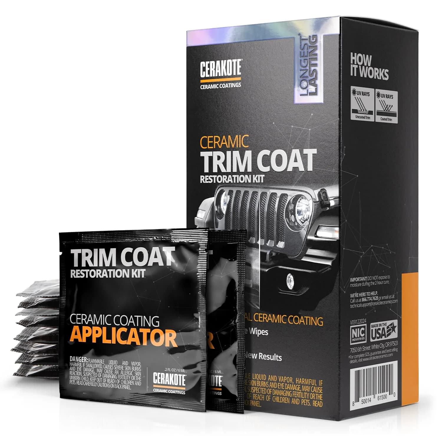 CERAKOTE Trim Coat Pro Pack 50 Count Wipes | Restores Black Plastic Trim for 200+ Washes - main product image