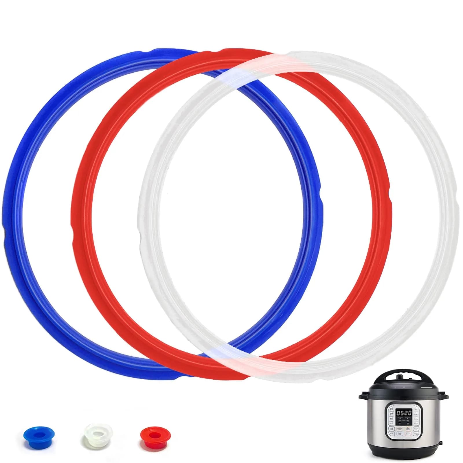 Fuator 6Qt Silicone Sealing Ring & Float Valve Caps (3-Pack) | Instant Pot Replacement Parts - main product image