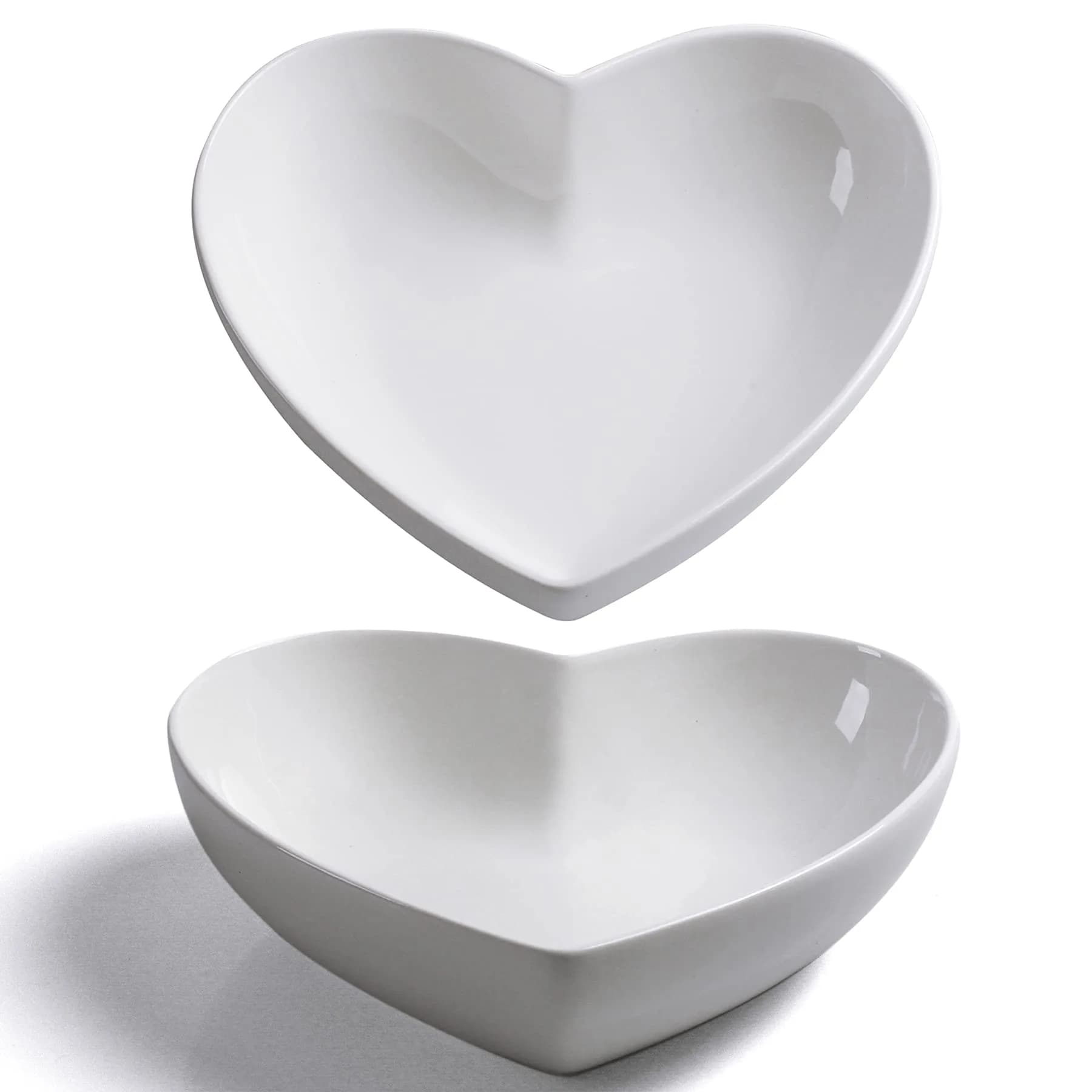 Keponbee 2 pcs Porcelain Big Heart Bowls 1000ml (33 OZ) | Romantic White Ceramic Serving Dishes - main product image