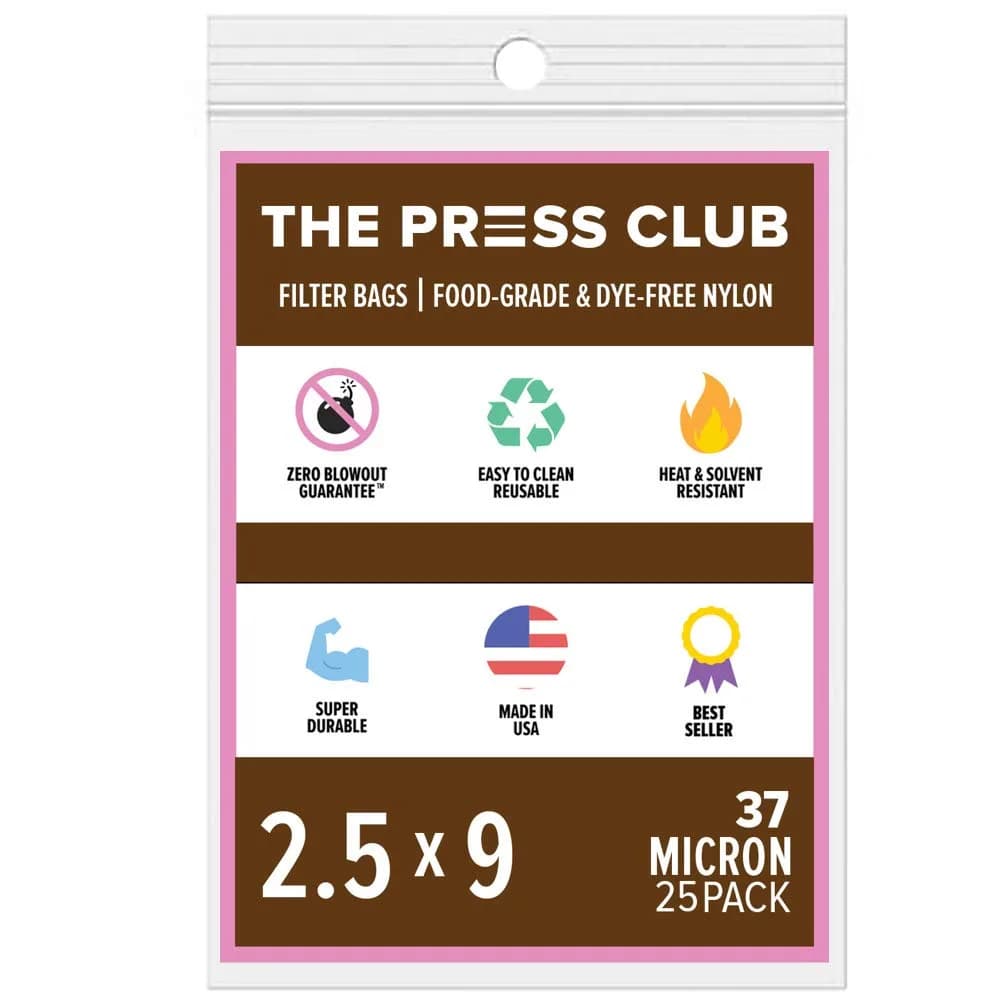 The Press Club 37 Micron 2.5" x 9" Premium Nylon Tea Filter Bags 25 Pack | Food-Grade & Reusable