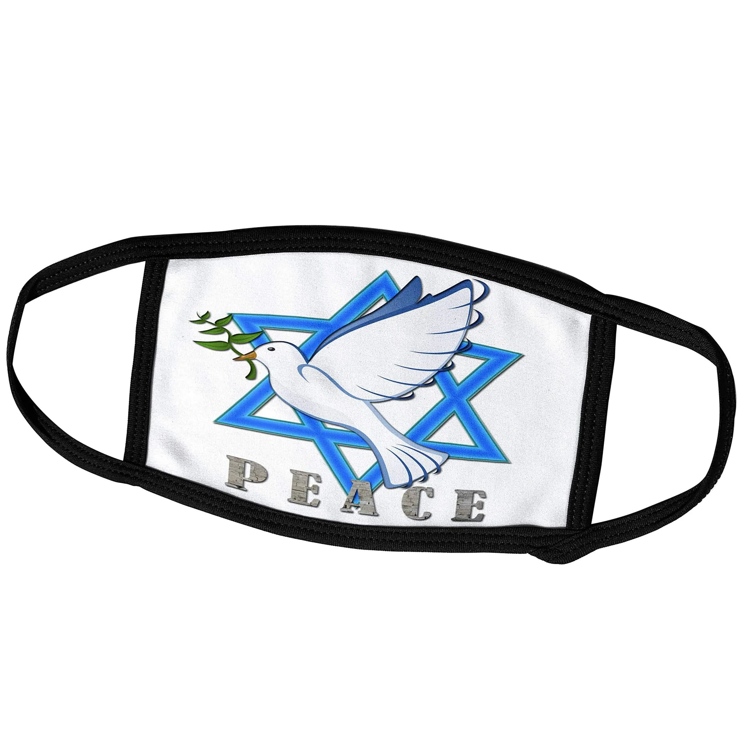 3dRose Face Mask - Star of David Love Israel | Lightweight, Reusable, Custom Print (6.3 x 4.0-inch) - main product image