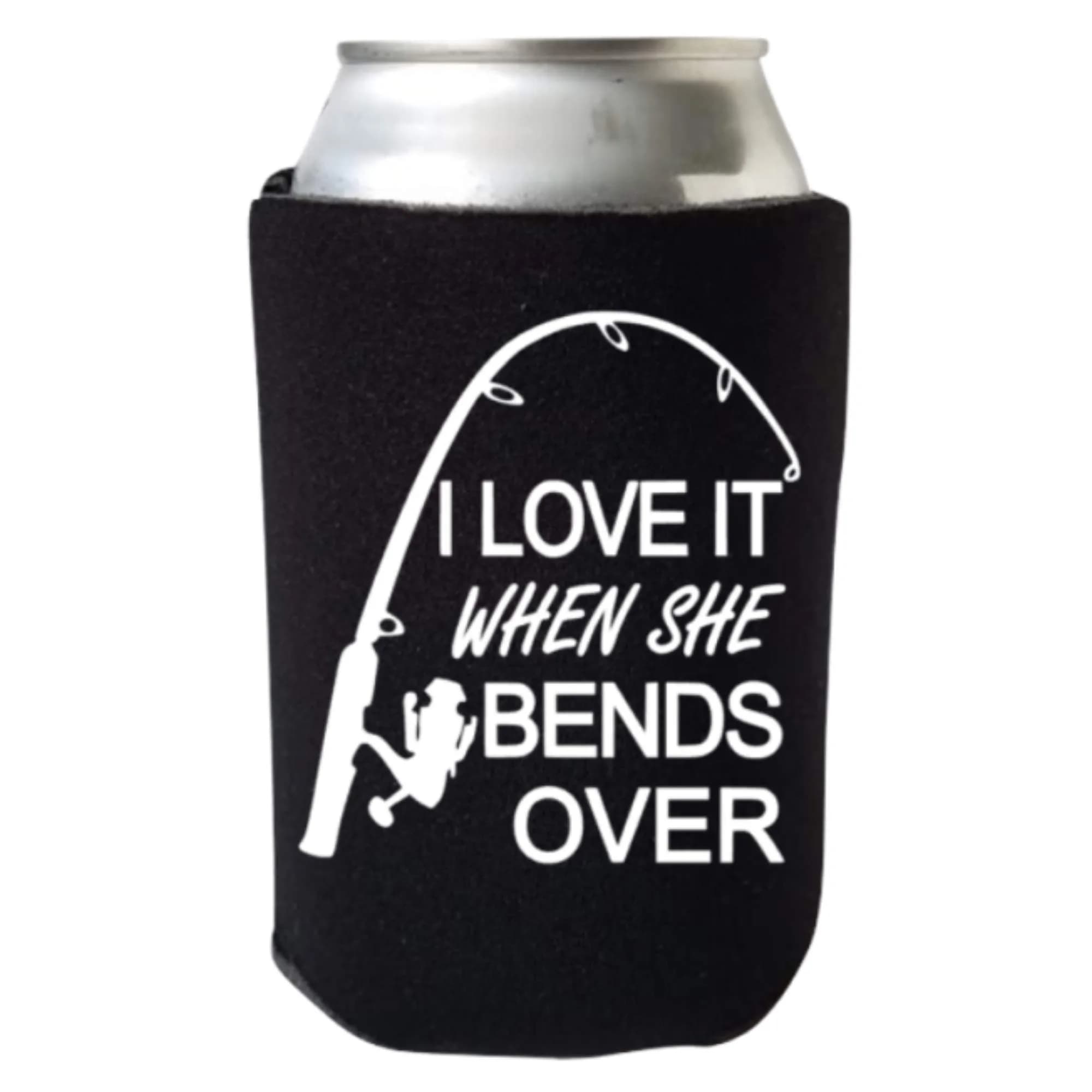 Capital City Commerce Can Cooler 355ml | Funny Fishing Design, Collapsible & Waterproof (Black)