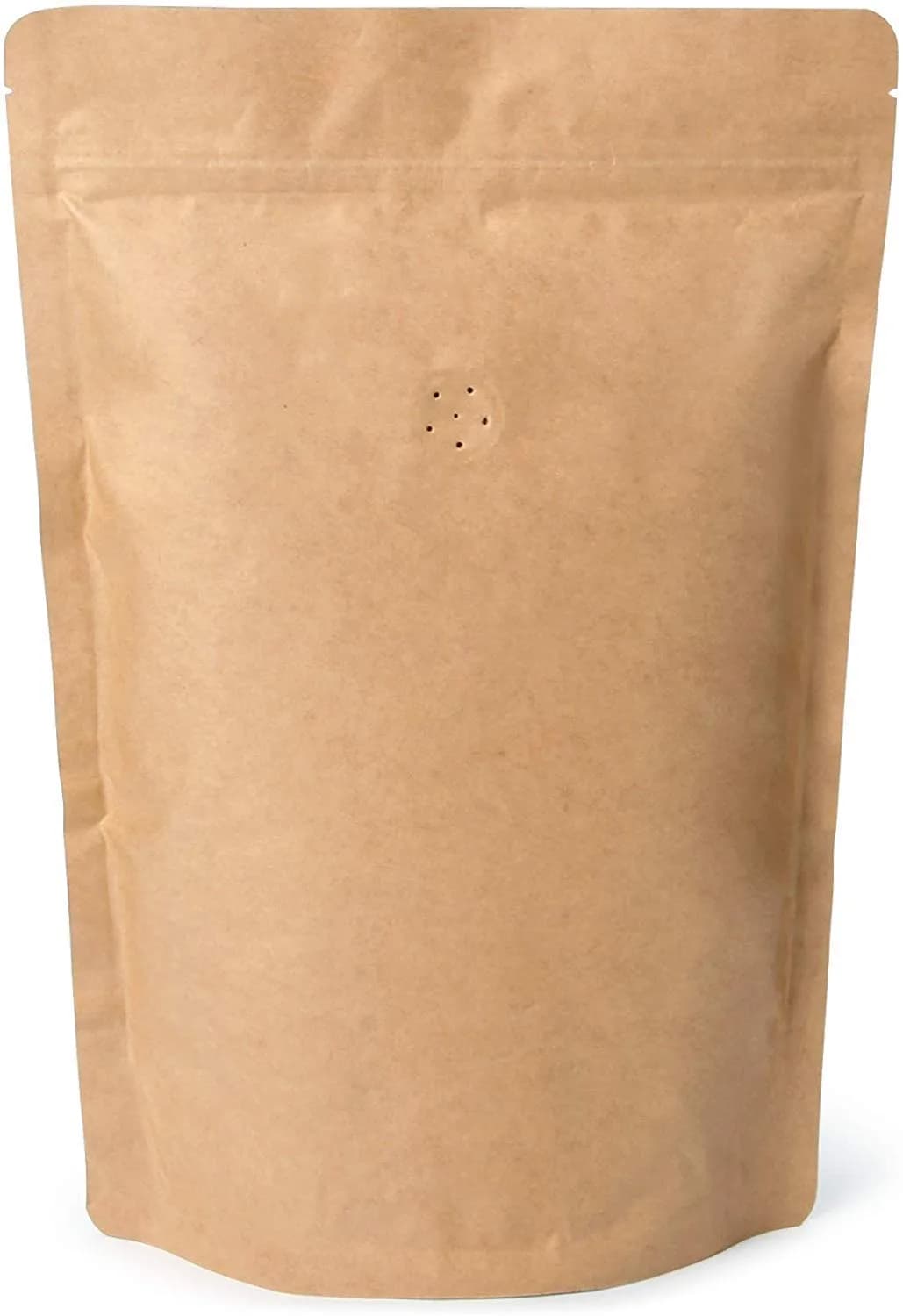 Merryseason Natural Kraft Paper Food Storage Bag 16 oz | High Barrier with Valve & Resealable Zipper (454-500 g, Pack of 100) - main product image