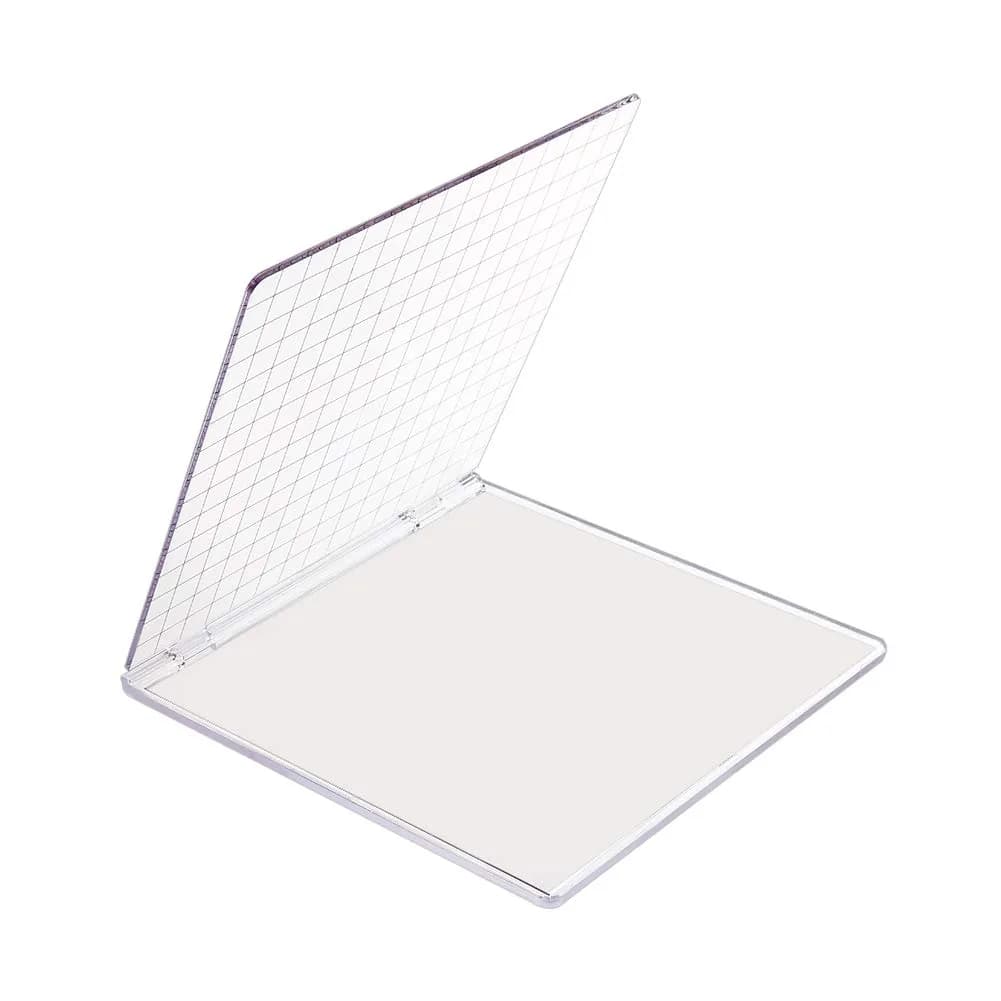 PH PandaHall Acrylic Stamp Block for Card Making | 15.1x15.7cm Clear Stamping Platform with Grid Lines