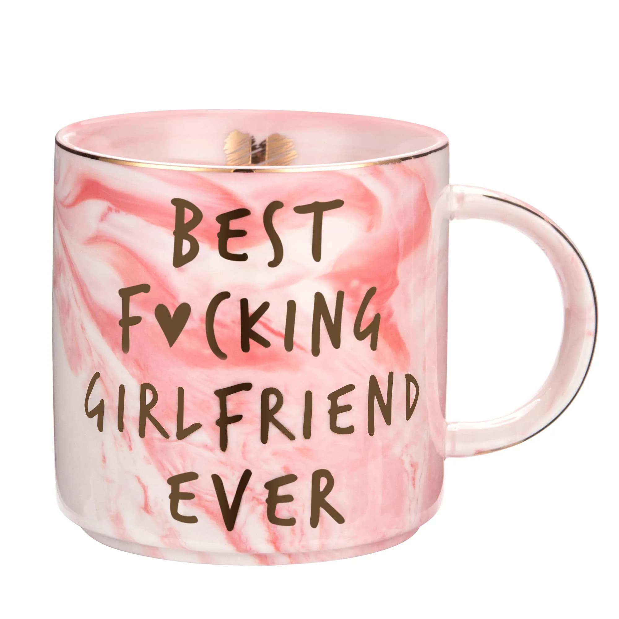 Hendson Pink Marble Mug 11.5oz | Romantic Coffee Cup for Her