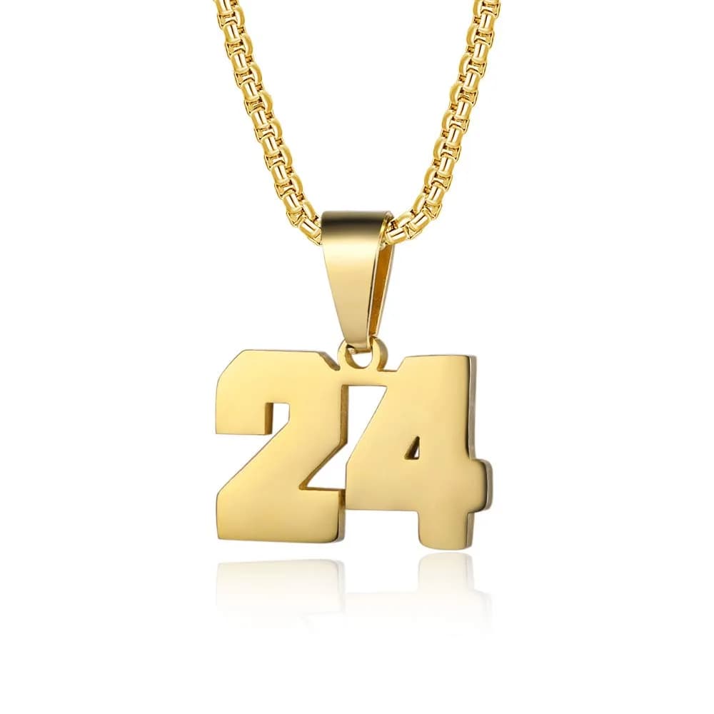 Susook Number Necklaces 18K Gold Plated Stainless Steel Pendant | Personalized Initial & Number Jewelry for Men Women