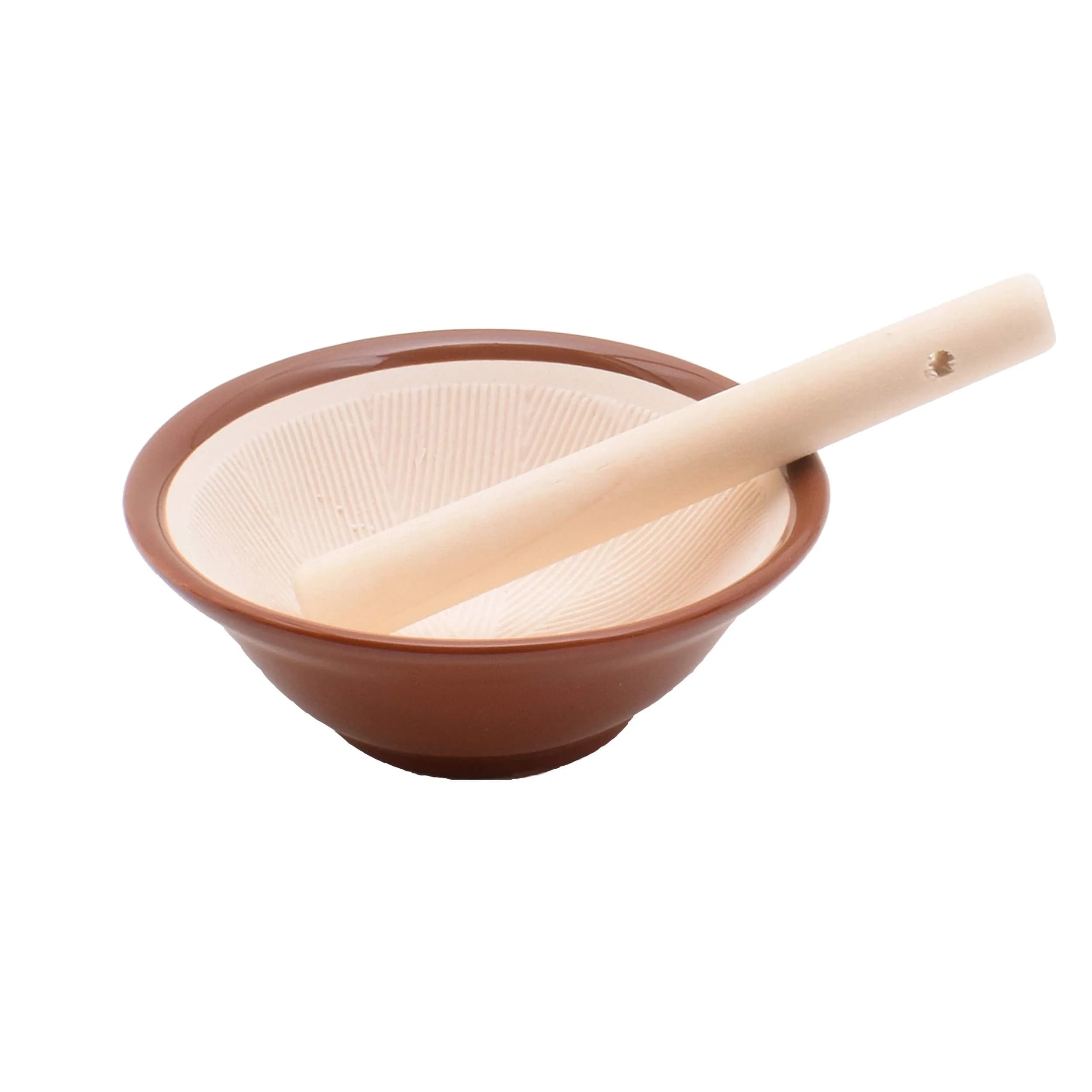 Konatu Ceramic Suribachi Mortar and Pestle Set with Maple Pestle, 10.2 cm (4 inch) Diameter | Traditional Japanese Cookware for Herbs & Spices - main product image
