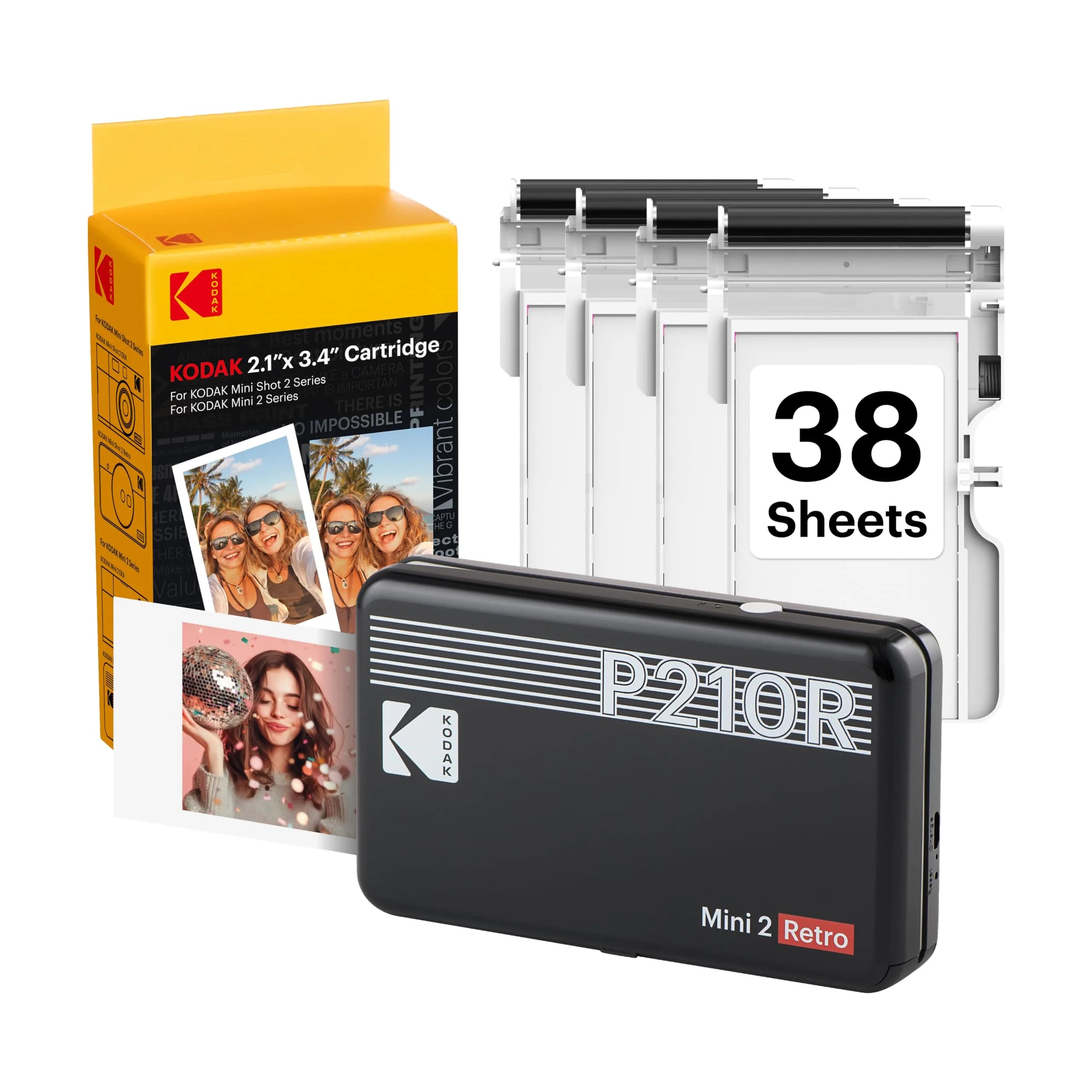 KODAK Mini 2 Retro Portable Photo Printer Black 2x3 inches | Bluetooth Connectivity for iPhone & Android - main product image