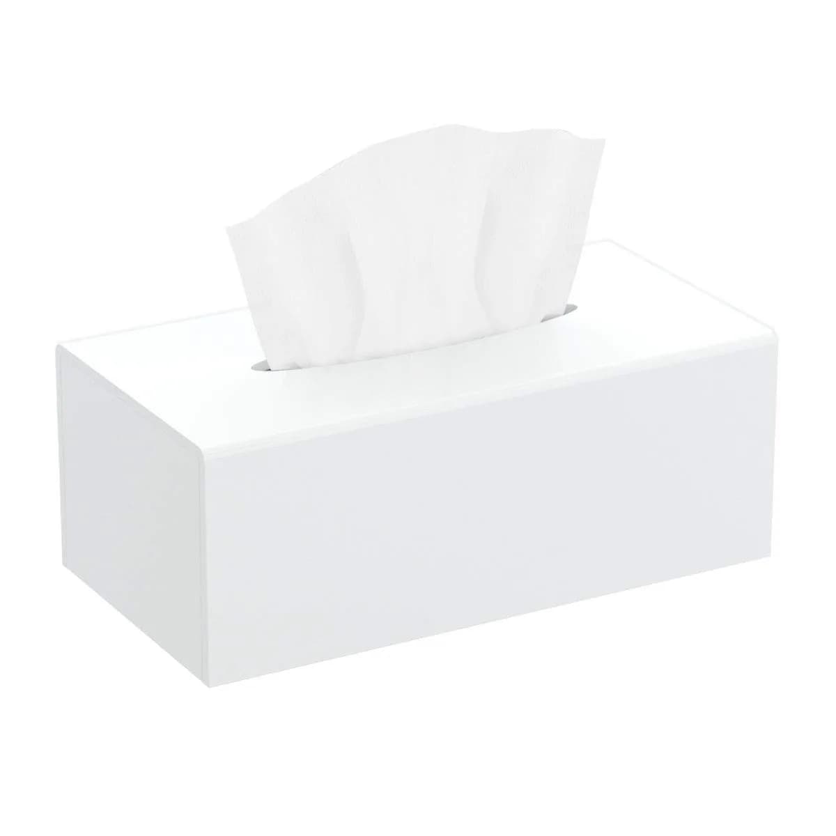 HIIMIEI Acrylic Tissue Box Cover White Rectangular 25cm x 13cm x 11.4cm | Modern Desk Decor - main product image