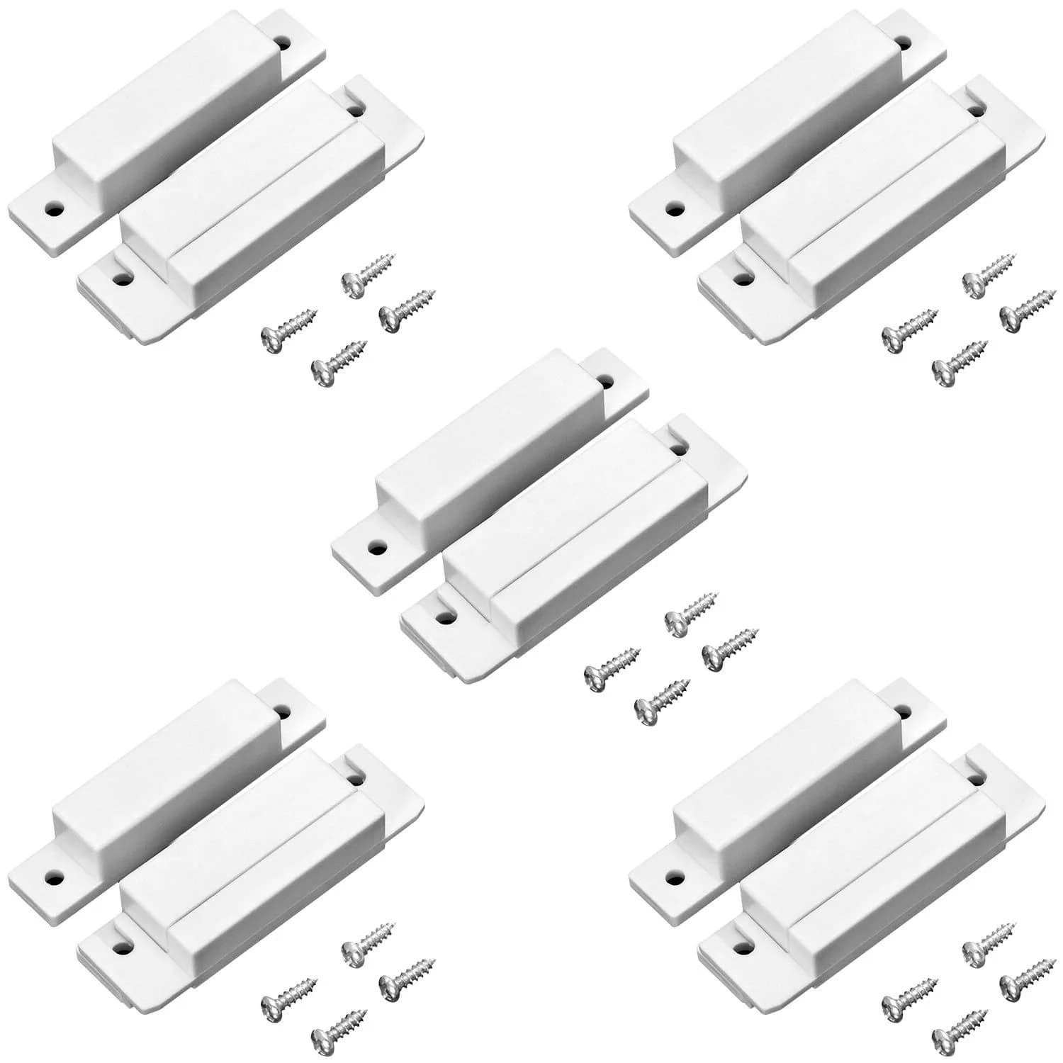 QWORK MC-31 Wired Surface-Mounted NC Magnetic Door Window Contact Sensor Alarm Reed Switch, White, Pack of 5 | Electronic Switch for Home Security - main product image