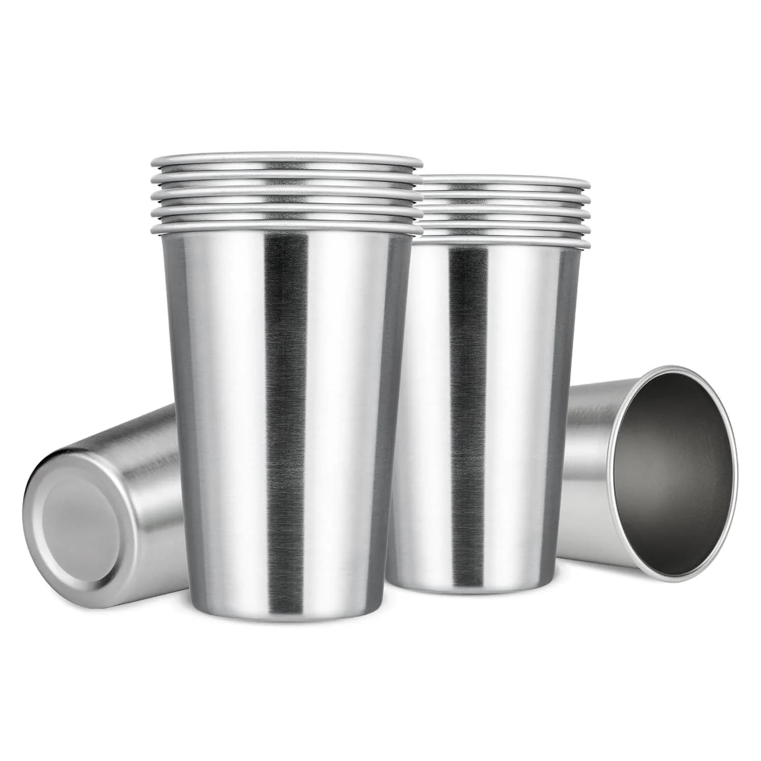 MEWAY Stainless Steel Cups 16oz | Stackable Durable Metal Cups for Travel & Camping