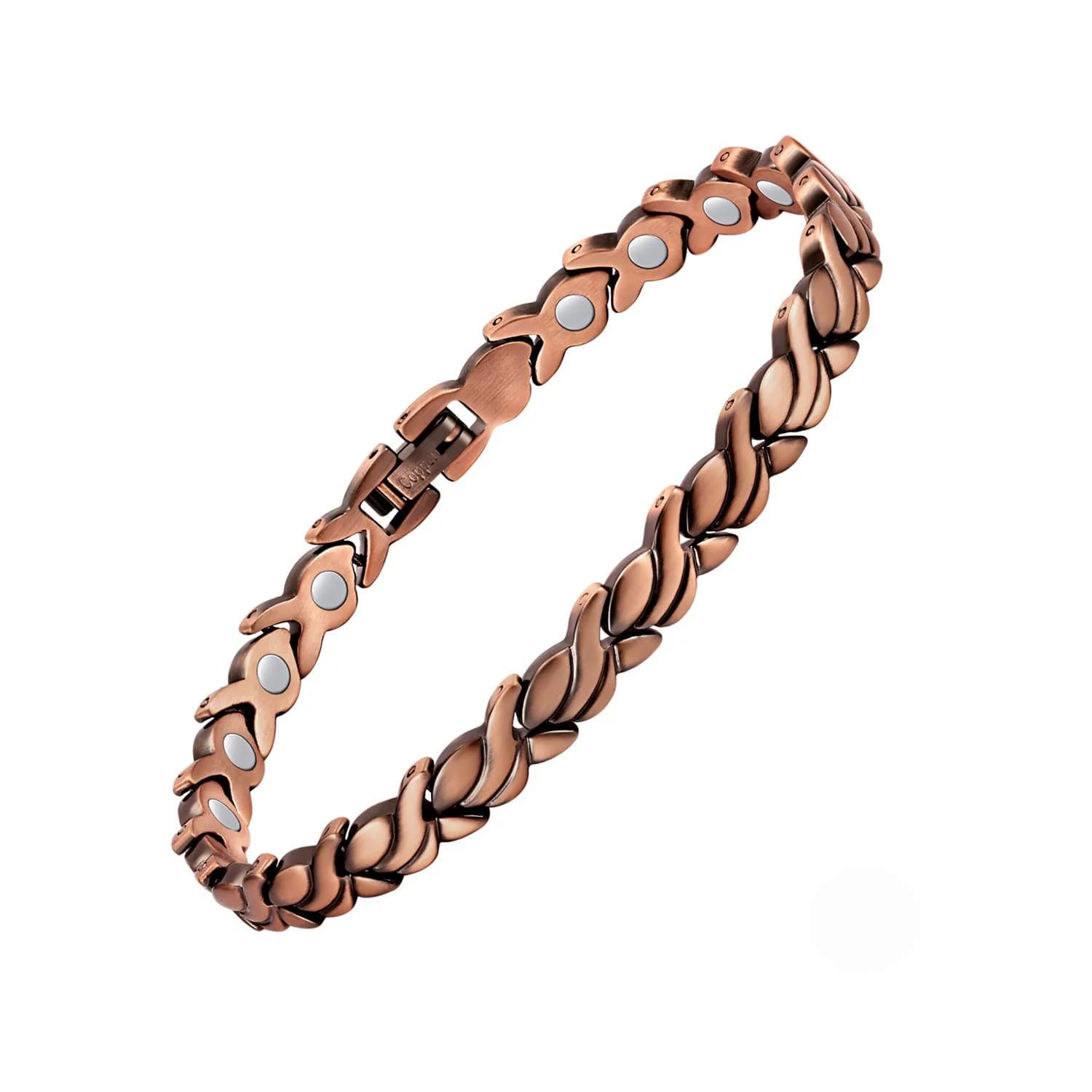 Feraco Pure Copper Magnetic Anklet for Women, 25cm (9.84 inch) | Hypoallergenic Fishtail Design - main product image