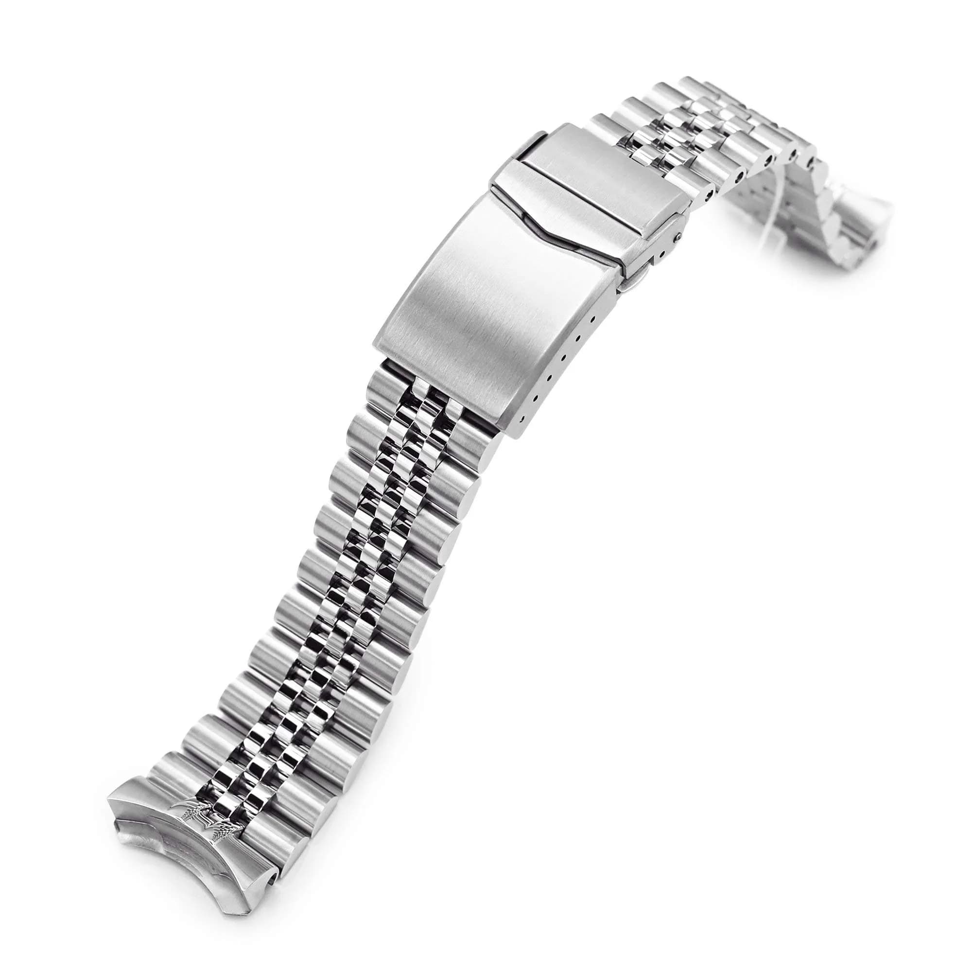 MiLTAT 22mm Brushed Stainless Steel Watch Band compatible with Seiko 5 SRPD Series | Curved End, V-Clasp, 83g - main product image