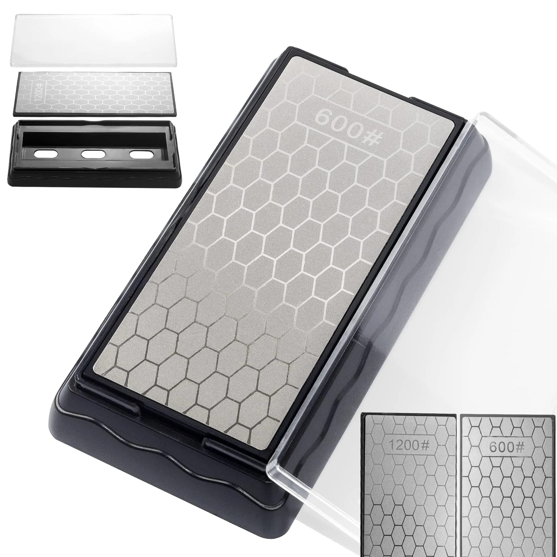 CWOVRS Diamond Sharpening Plate 18cm (7") Double-Sided 600/1200 Grit with Non-Slip Base - main product image
