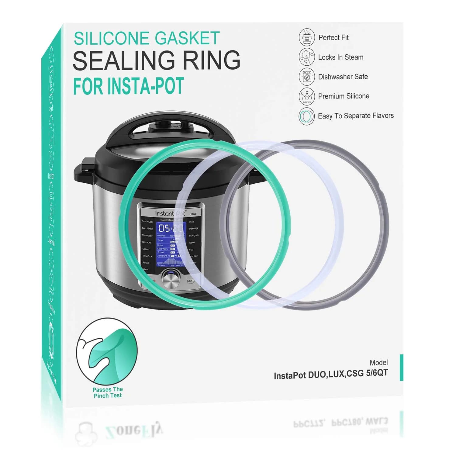 ZoneFly 6 Quart Silicone Sealing Ring - 3 Pack (Colorful) | Fits Instant Pot Duo, Lux, Ultra, Pro, Crisp XL 6Qt - main product image