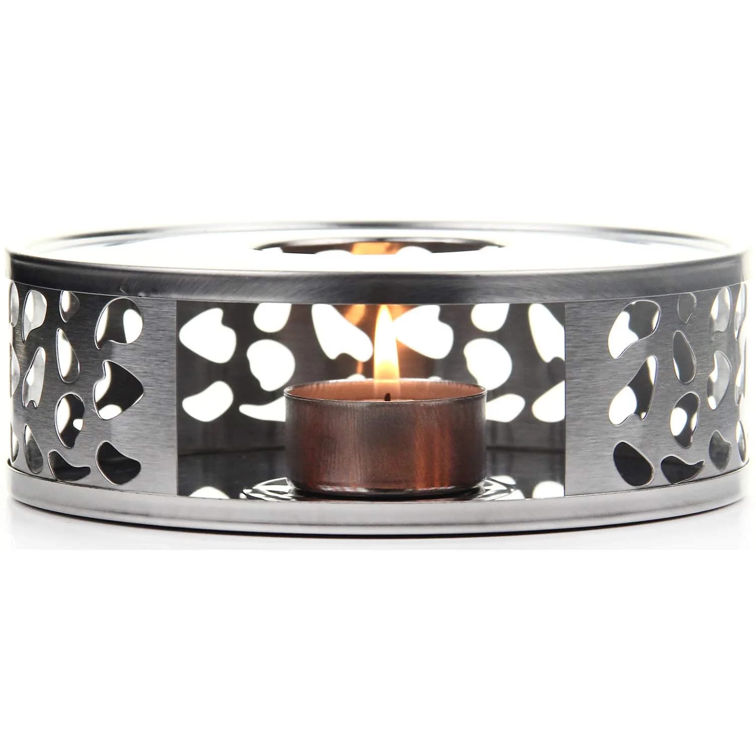Teabloom Silhouette Tea Warmer - Brushed Stainless Steel Teapot Warmer with Tealight Holder and Candle | Elegant, Durable, Fits Most Teapots - main product image