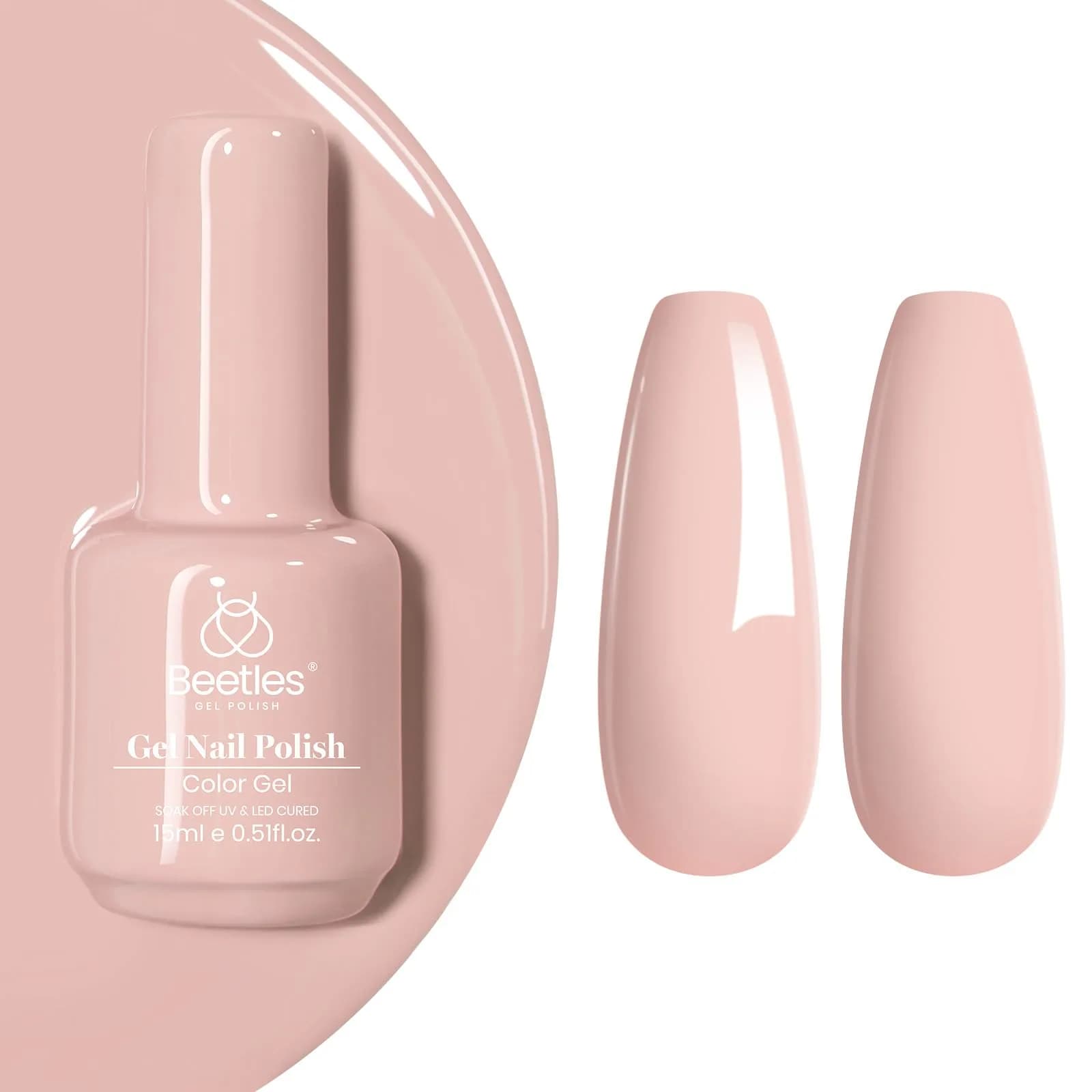 Beetles Gel Nail Polish 15ML Light Nude | 9 Toxin-Free, Long-Lasting Soak-Off UV Gel - main product image
