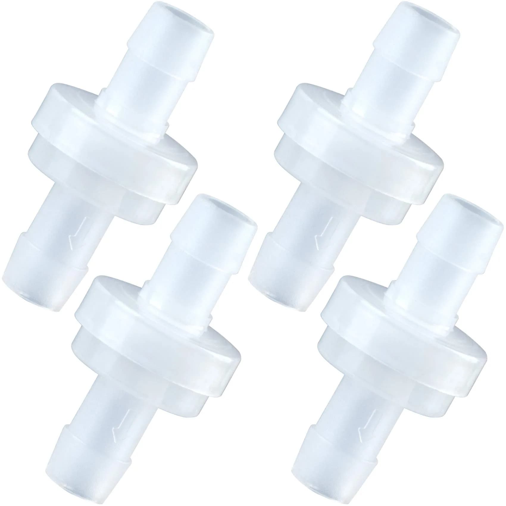 PAGOW 8mm PVDF One-Way Check Valve 4-Pack | Medical Grade Material for Fuel Gas Liquid Air - main product image