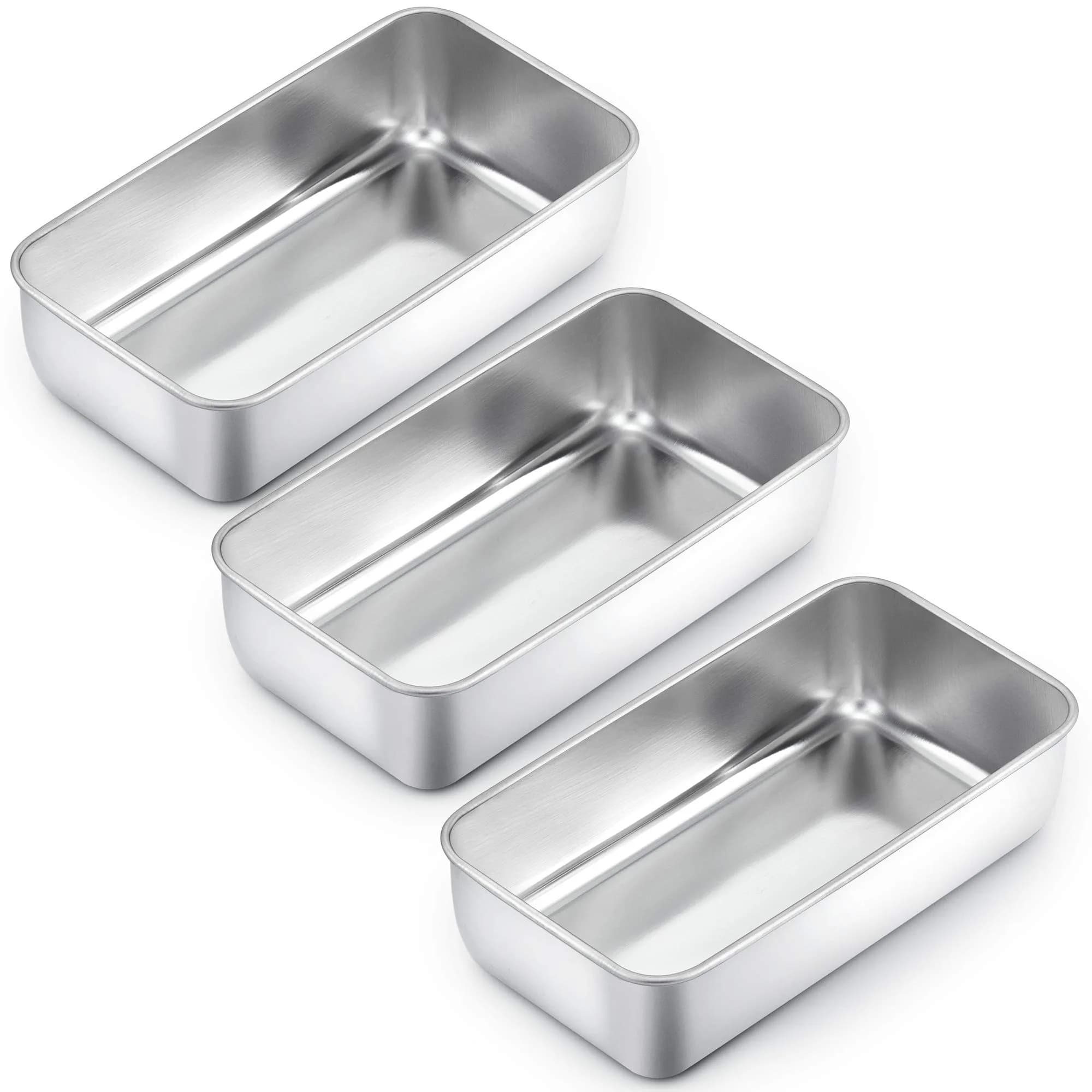 TeamFar Stainless Steel Loaf Pan Set of 3, 9.25 x 5 Inch (23.5 x 12.7 cm) | Healthy Baking for Bread & Meatloaf - main product image