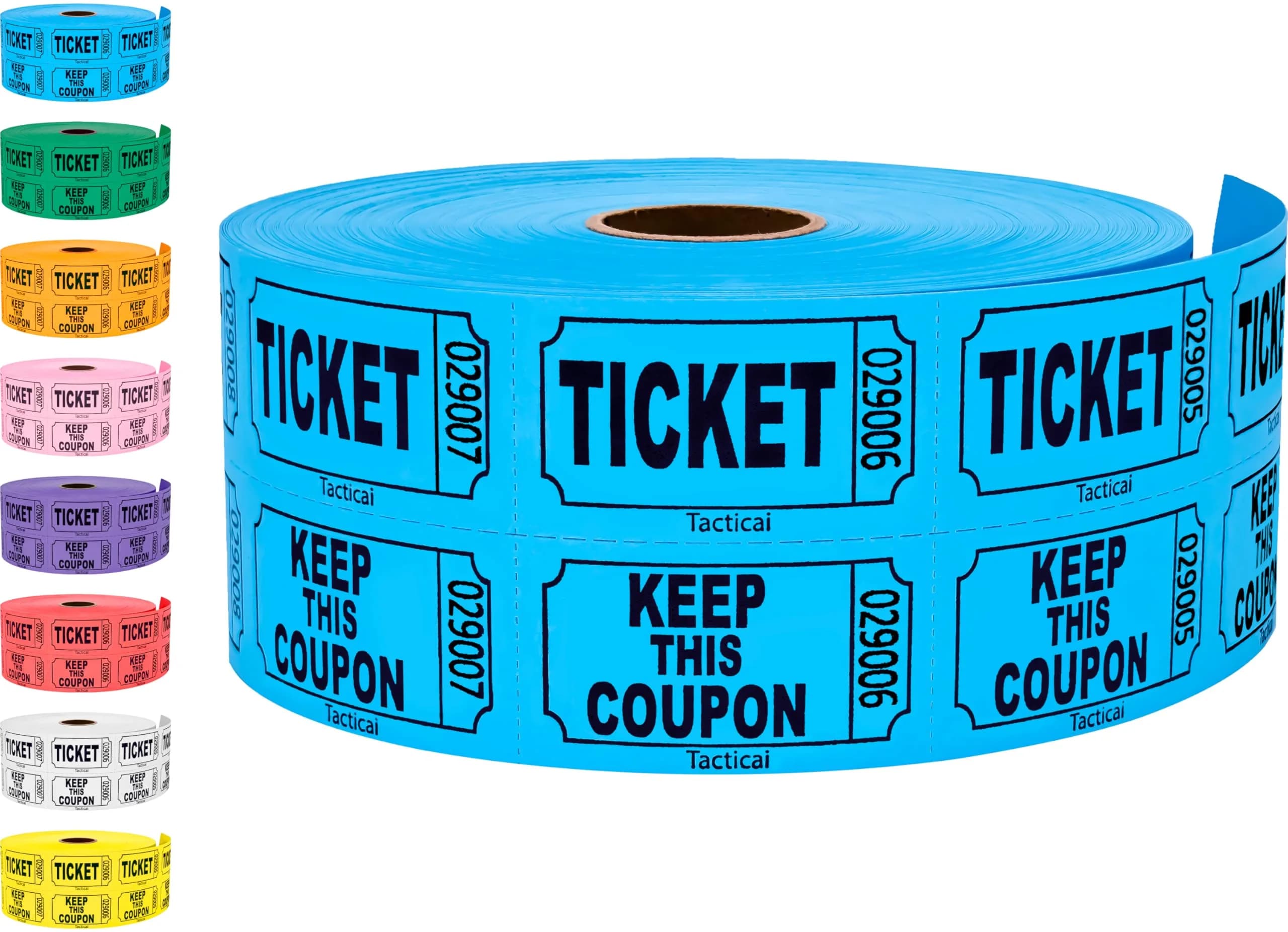 Tacticai Raffle Tickets Blue Double Roll 1000 Count | Event Entry Tickets for Fundraisers - main product image