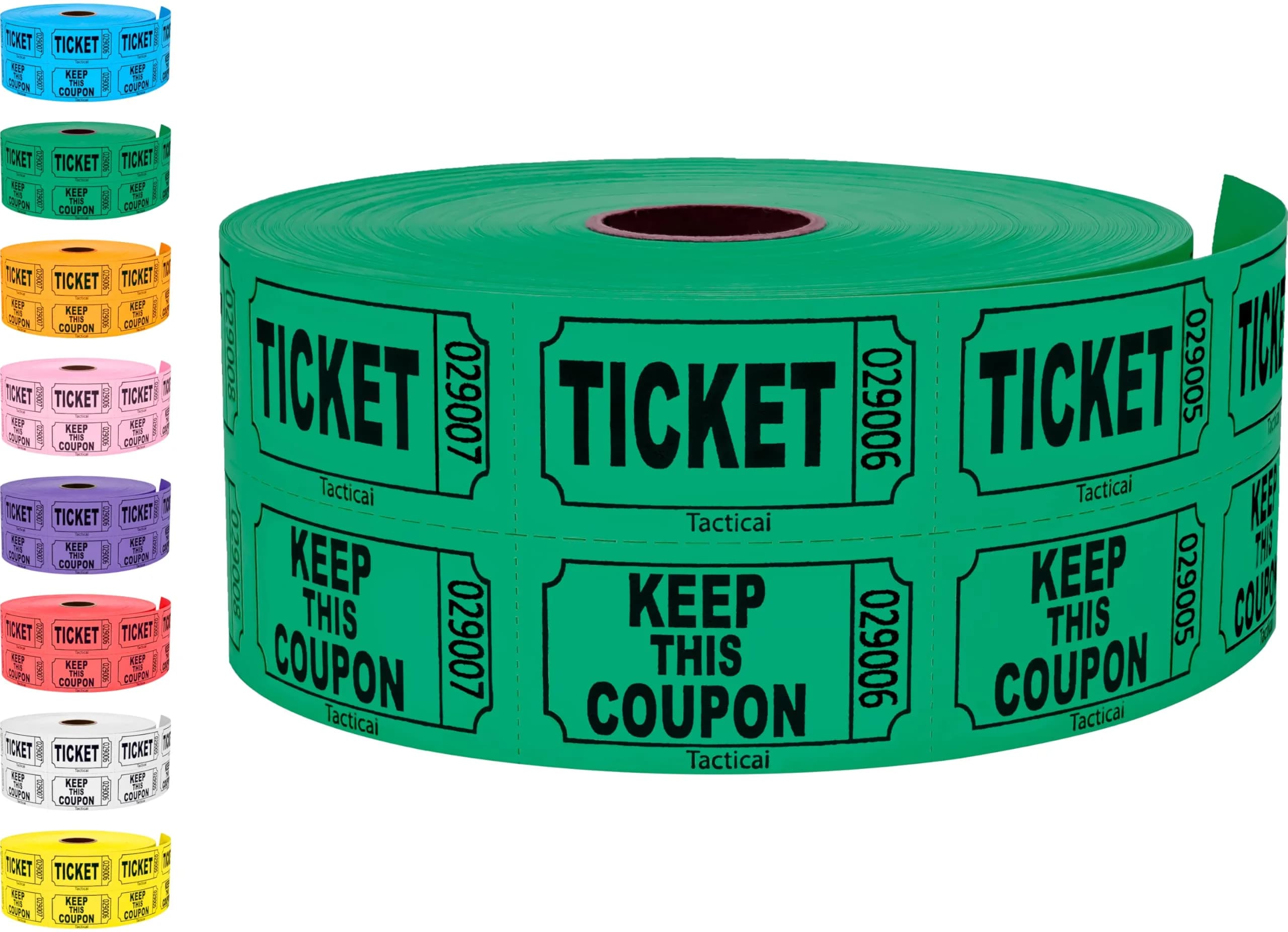 Tacticai Green Raffle Tickets Double Roll, 1000 Tickets | Event Entry & Fundraiser Tickets - main product image