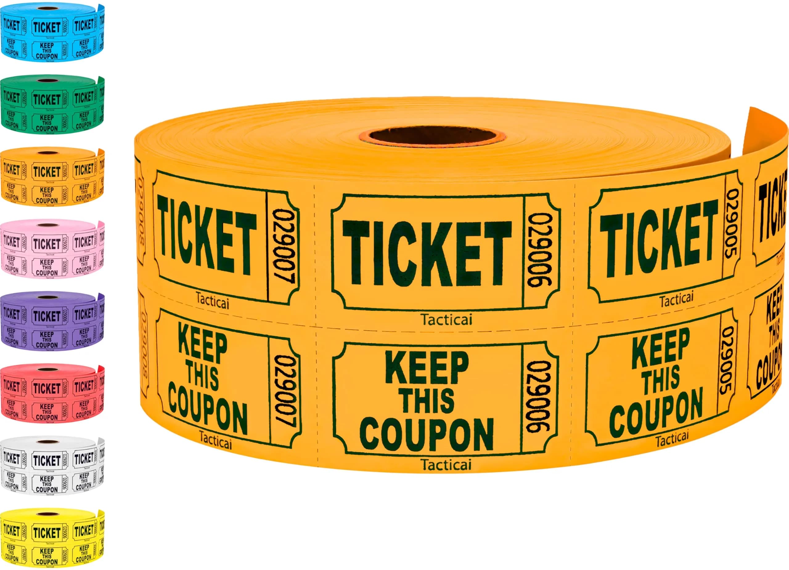 Tacticai Raffle Tickets Roll, Orange, 1000 Tickets | Double Roll for Events & Fundraisers - main product image
