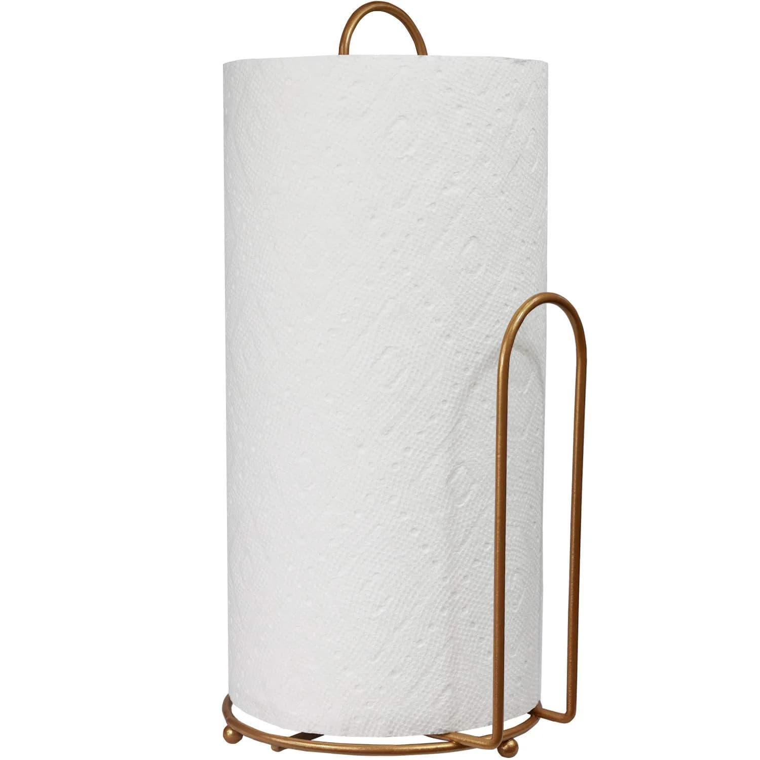 Blue Donuts Paper Towel Holder - Farmhouse Design, Gold Finish, 13.5 in x 6 in | Easy One-Handed Tear