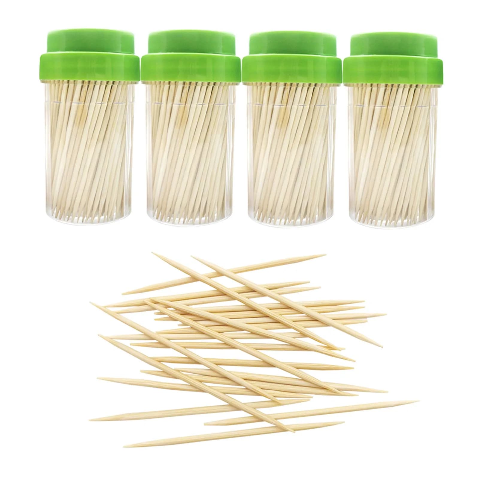 BLUE TOP Bamboo Toothpicks 1000 PCS in 4 Bottles | Eco-Friendly Natural Bamboo, Sturdy & Smooth (70-120 chars)