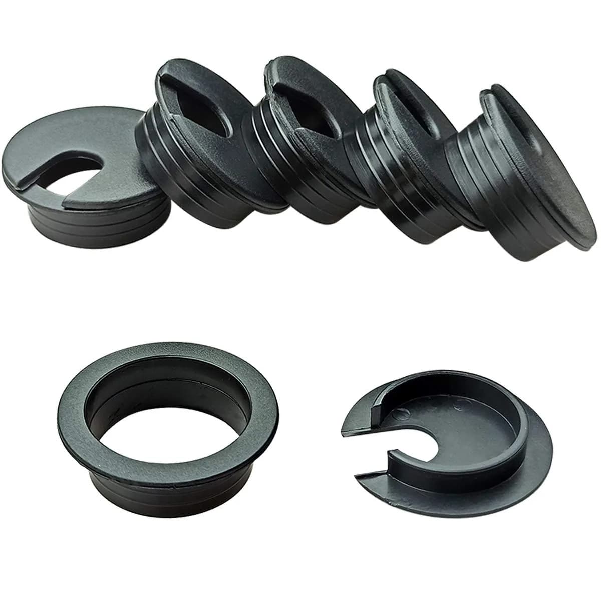 TTSAM Black Plastic Wire Cord Cable Grommets Hole Cover, 35mm (1-3/8 Inch) Mounting Hole Diameter | Pack of 6 - main product image