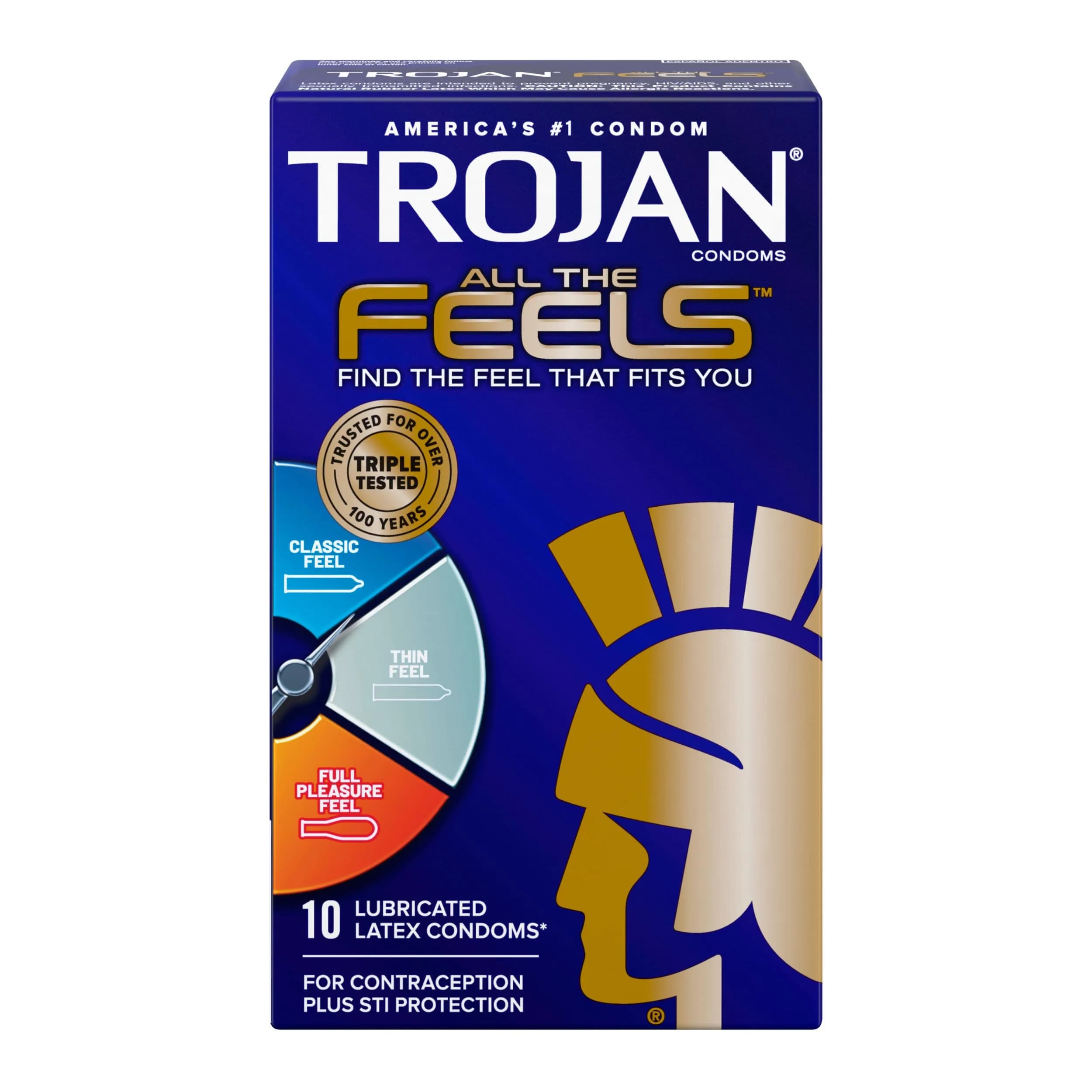 Trojan All The Feels Latex Condoms | Multi-Texture Design for Sensitivity & Comfort - main product image