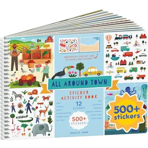 CUPKIN All Around Town Sticker Book with Spiral Binding | Toddler Travel Activity for Ages 2-8 - main product image